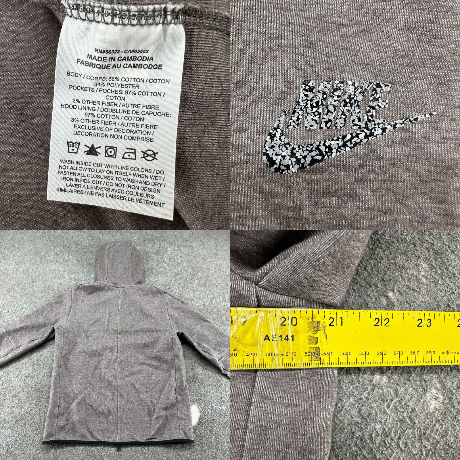 Nike Nike Hoodie Mens M Brown Grey Full Zip Tech Fleece Swoosh Iron Stone DD4688 Size US M / EU 48-50 / 2 - 8 Thumbnail