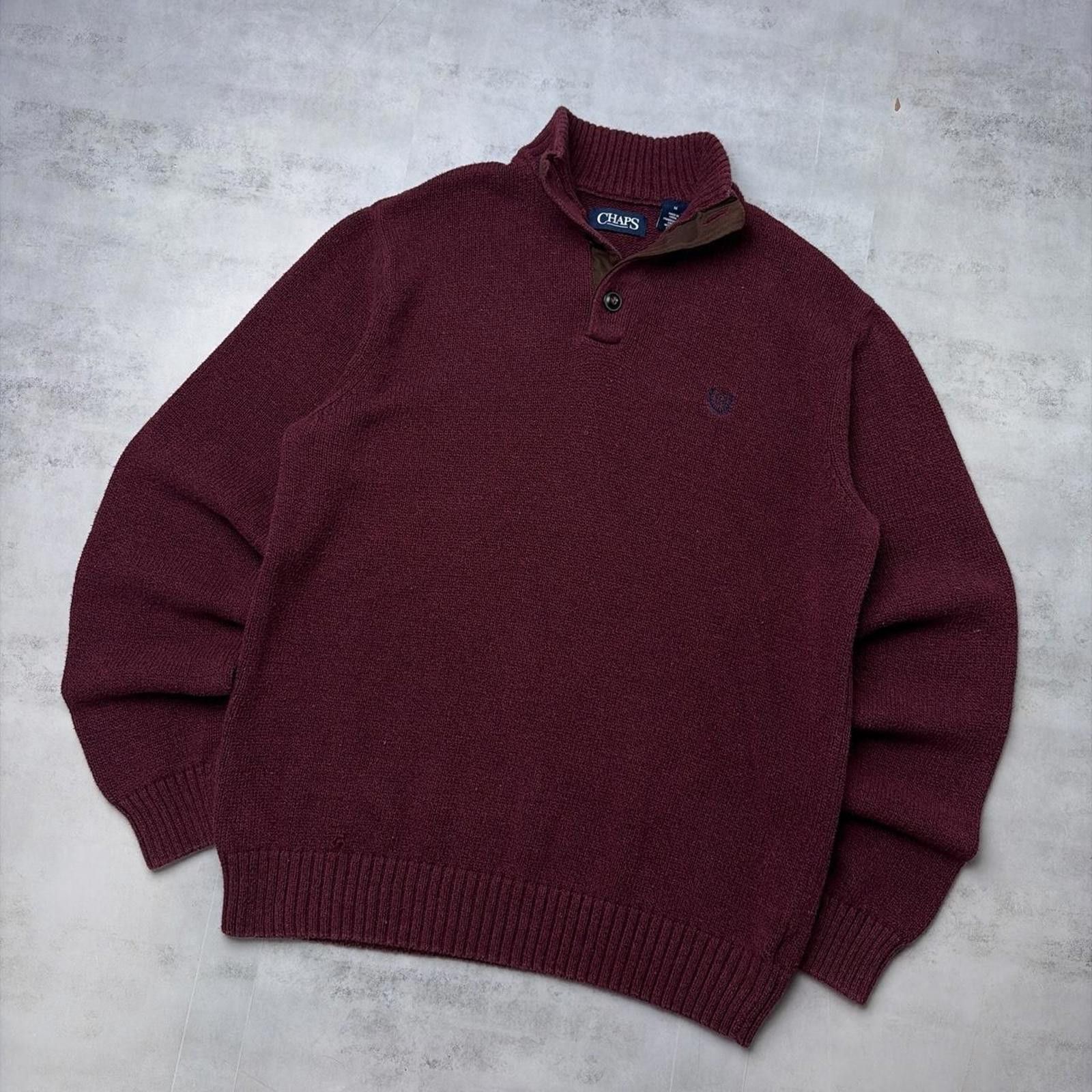 Chaps Y2K Chaps Ralph Lauren Knit Leather Patch Button Up Sweater Size US M / EU 48-50 / 2 - 3 Thumbnail