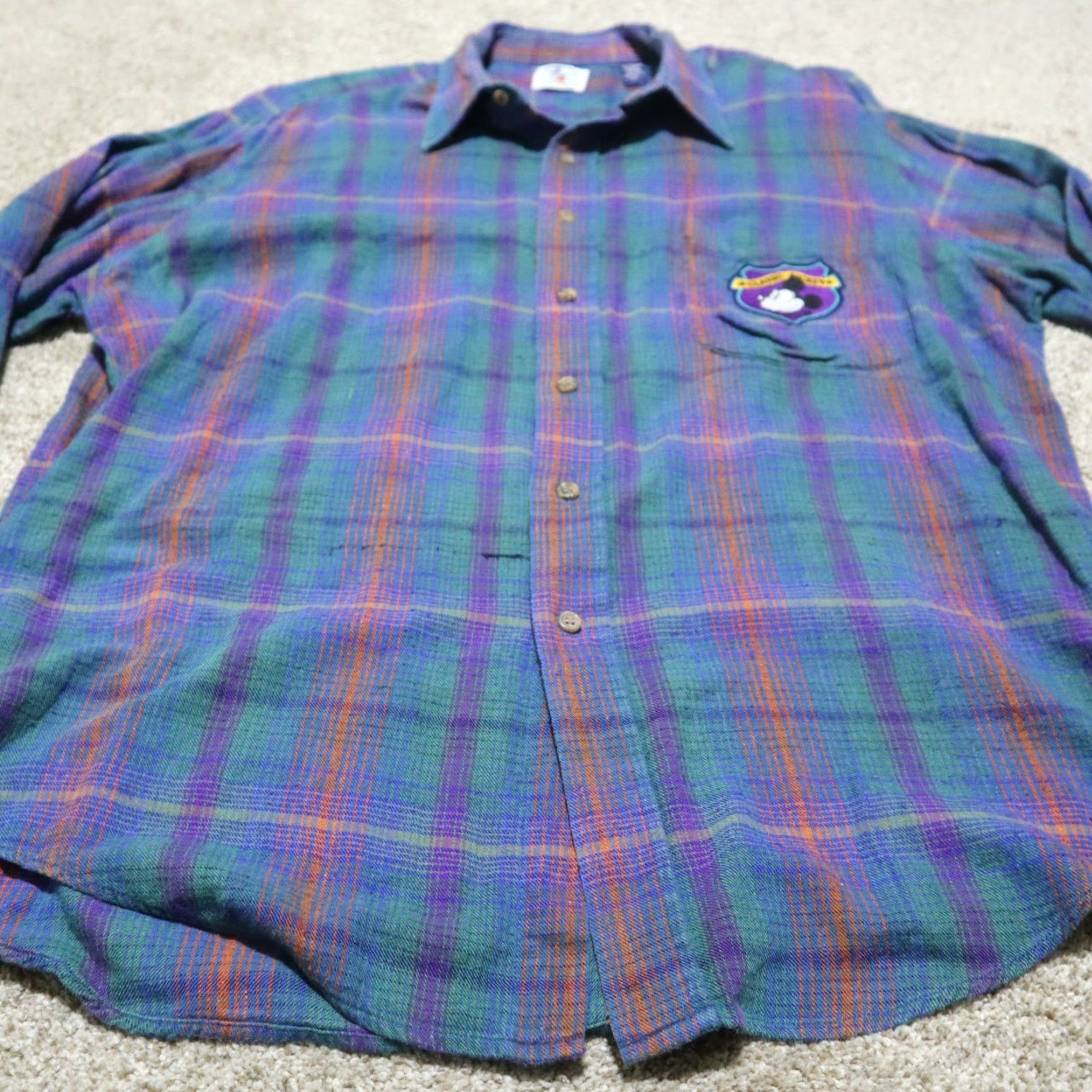 Disney Disney Mickey Mouse Blue Plaid Shirt Short Sleeve Men XL Button-Front with Pockets Size US XL / EU 56 / 4 - 4 Thumbnail