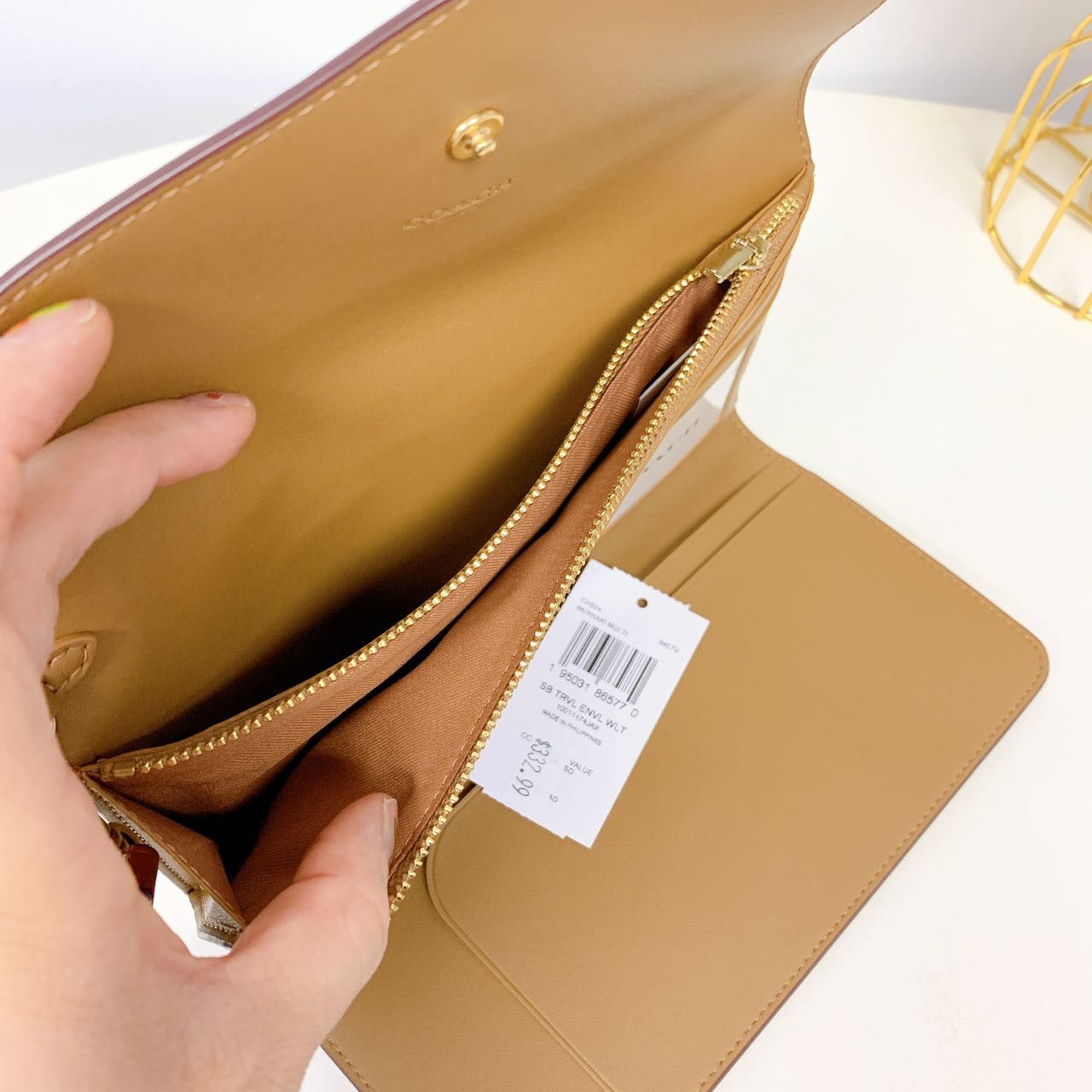 Coach Coach CH524 Travel Envelope Wallet In Signature IN Khaki Size ONE SIZE - 4 Thumbnail