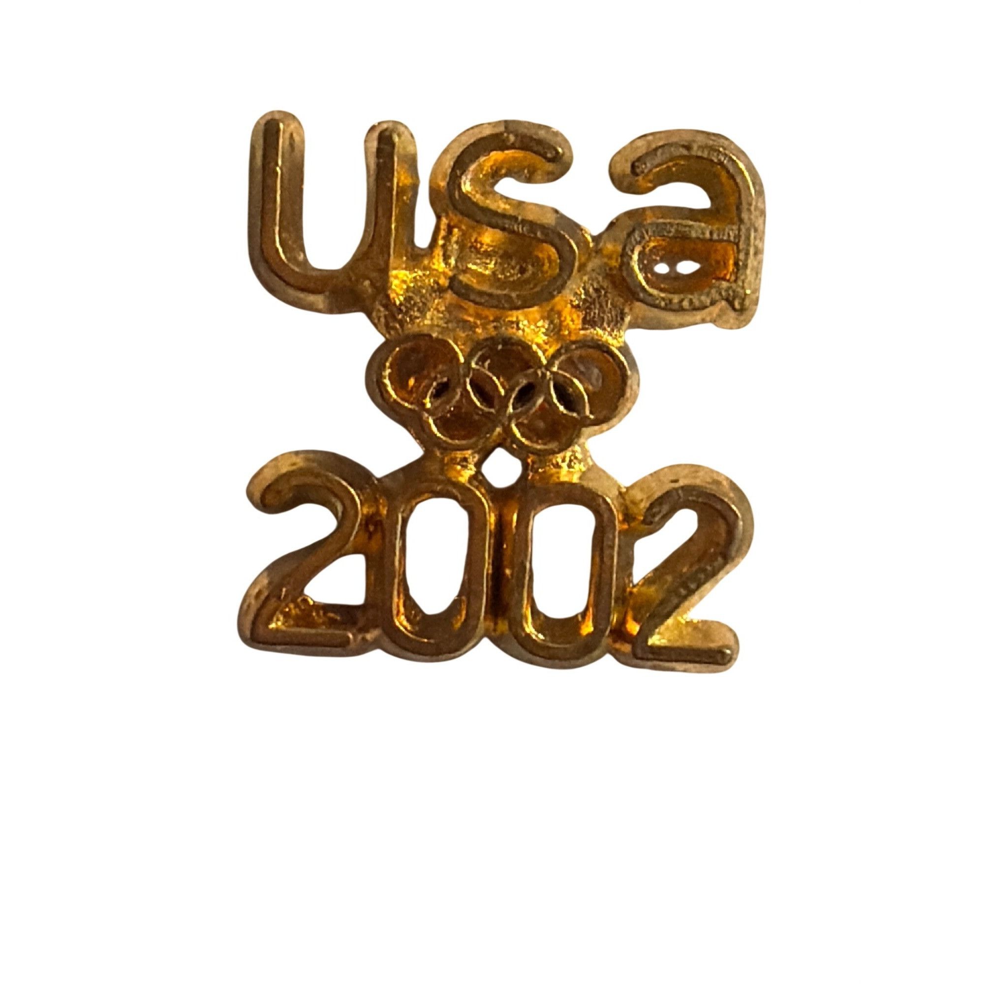 Other Vintage USA 2002 Olympic Gold Tone Metal Lapel Pin Backing S Size ONE SIZE - 1 Thumbnail