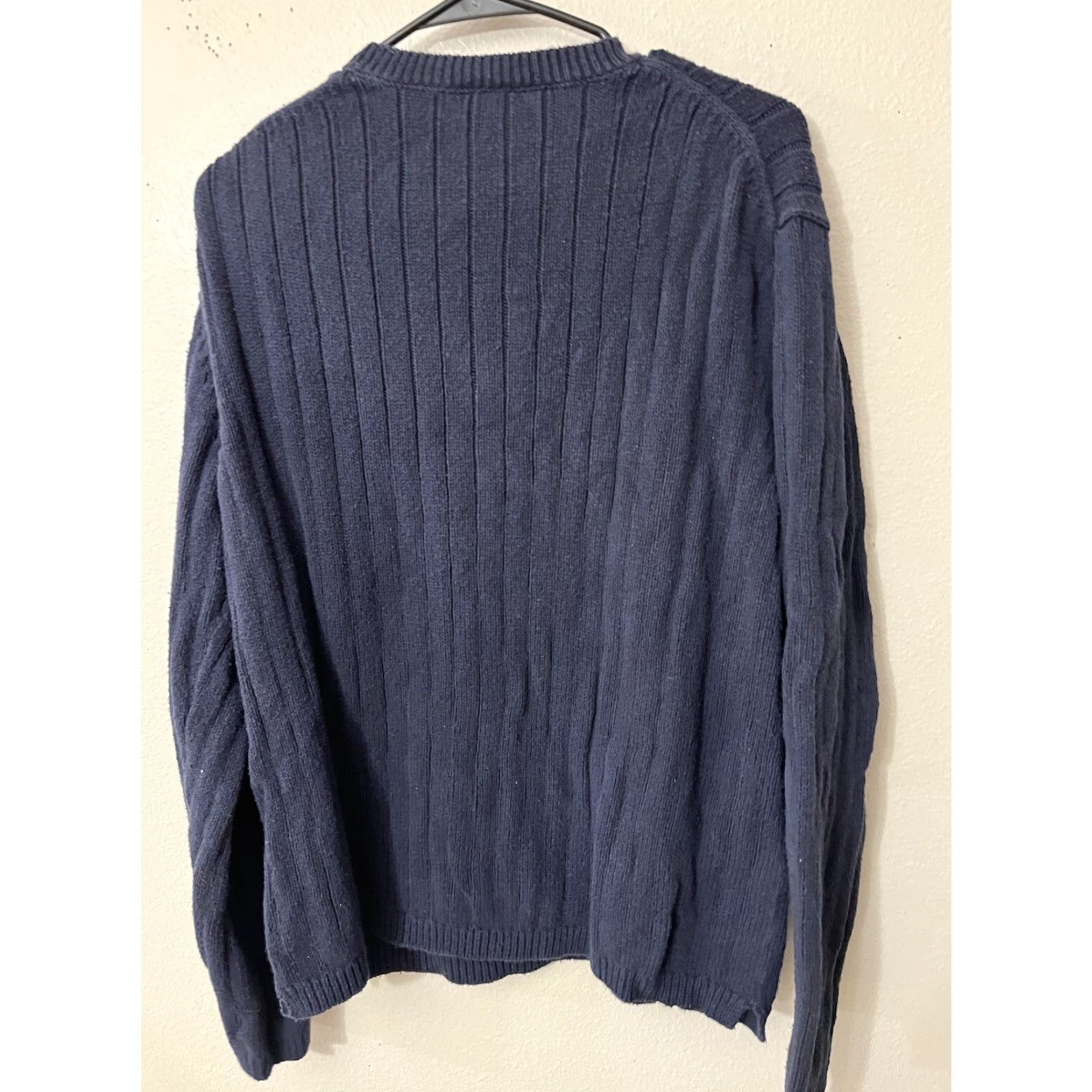 Gap GAP Men's Large Ribbed Knit Sweater Crew Neck Navy Blue Casual Pullover Size US L / EU 52-54 / 3 - 3 Thumbnail