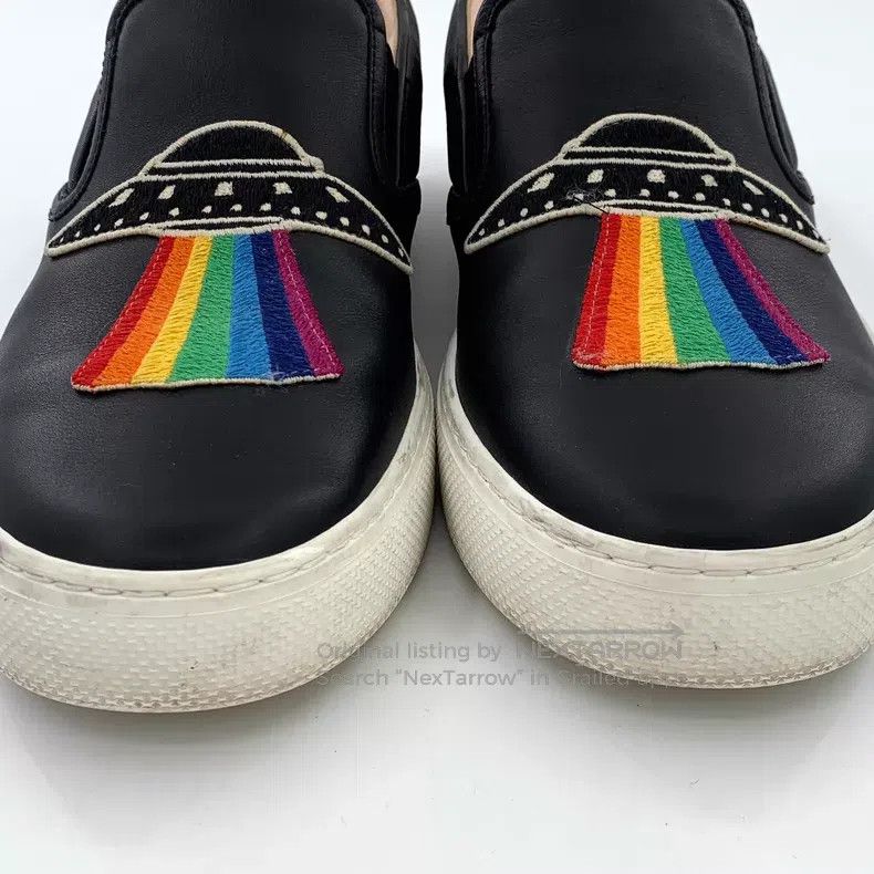 Gucci Gucci Black flying saucer embroidered casual one-pedal loa Size US 8.5 / EU 41-42 - 8 Thumbnail