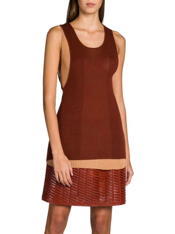 Bottega Veneta o1y0725 Tank Top in Rust/Beige Size XS / US 0-2 / IT 36-38 - 2 Thumbnail