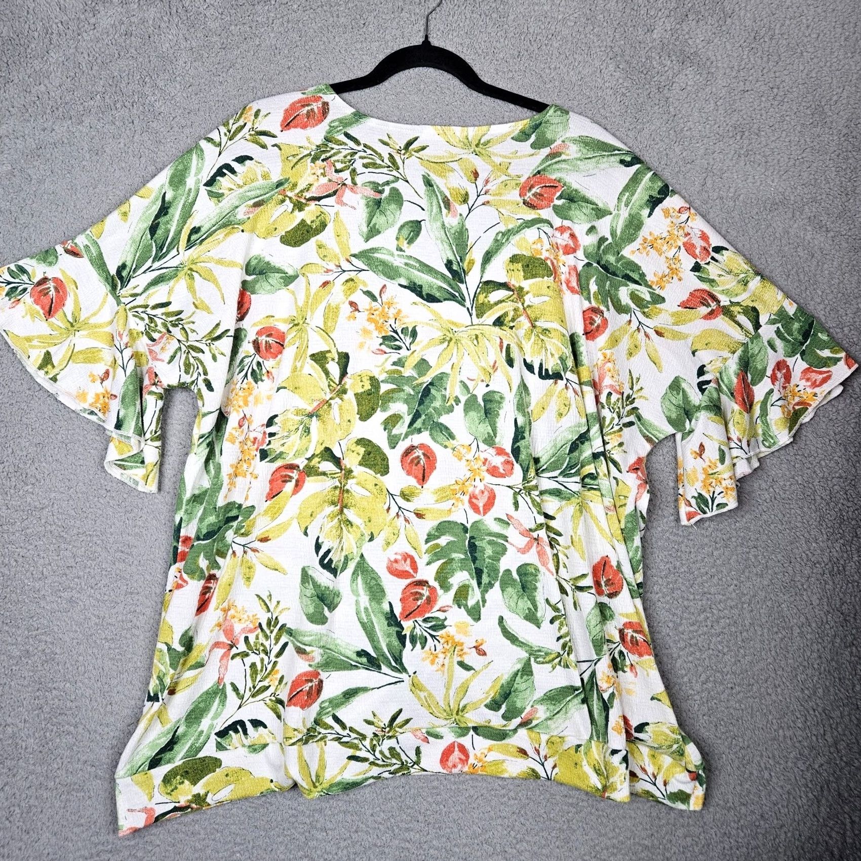 Joie Joie De Oliver top Size 3X Women's Floral Printed Ruffle Sleeve Twist front Size XXL / US 16-18 / IT 52-54 - 5 Thumbnail