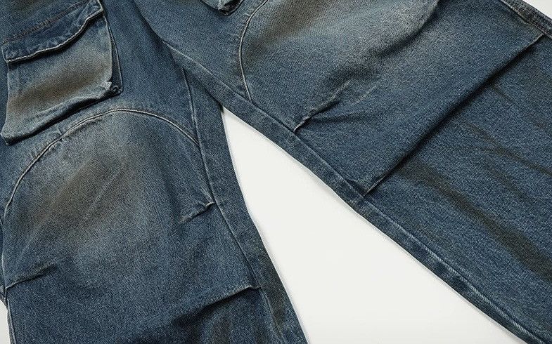 Japanese Brand × Vintage Outdoor retro faded dirty pleated cargo jeans pants Size US 30 / EU 46 - 9 Thumbnail