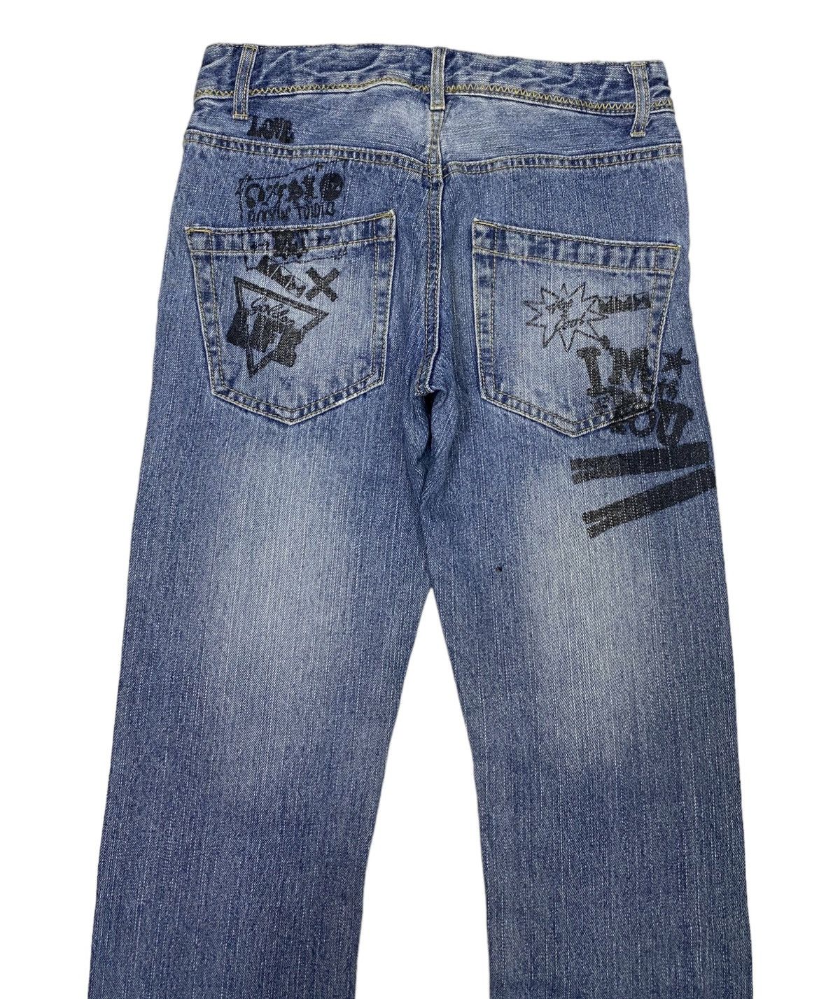 Hysteric Glamour × Japanese Brand RARE🔥PUNK STYLE DISTRESSED DENIM PLT JEANS SKULLS Size US 28 / EU 44 - 5 Thumbnail