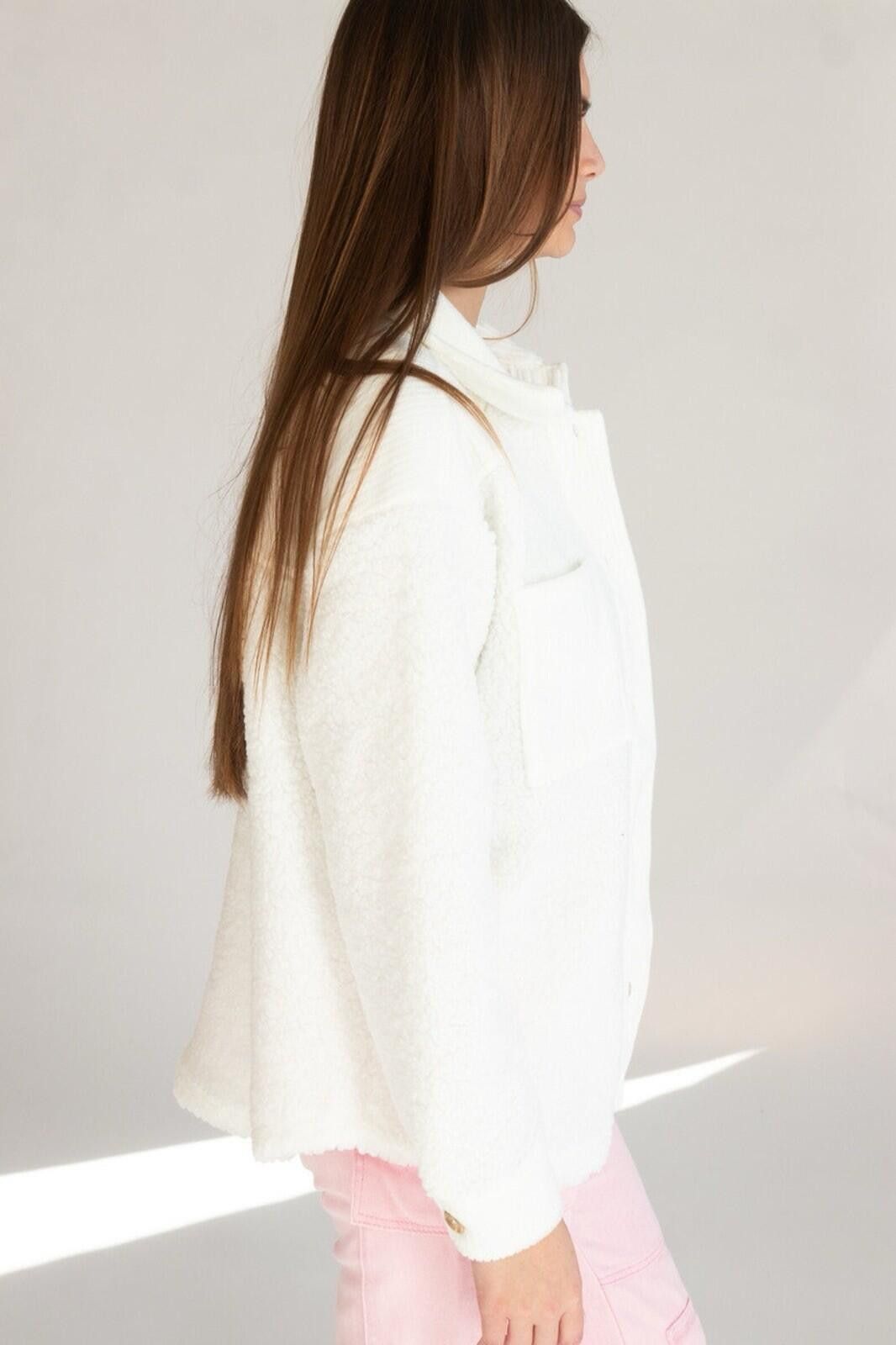Other No Comment Contrast Sherpa Shacket Fleece Jacket Oversized Size L / US 10 / IT 46 - 3 Thumbnail