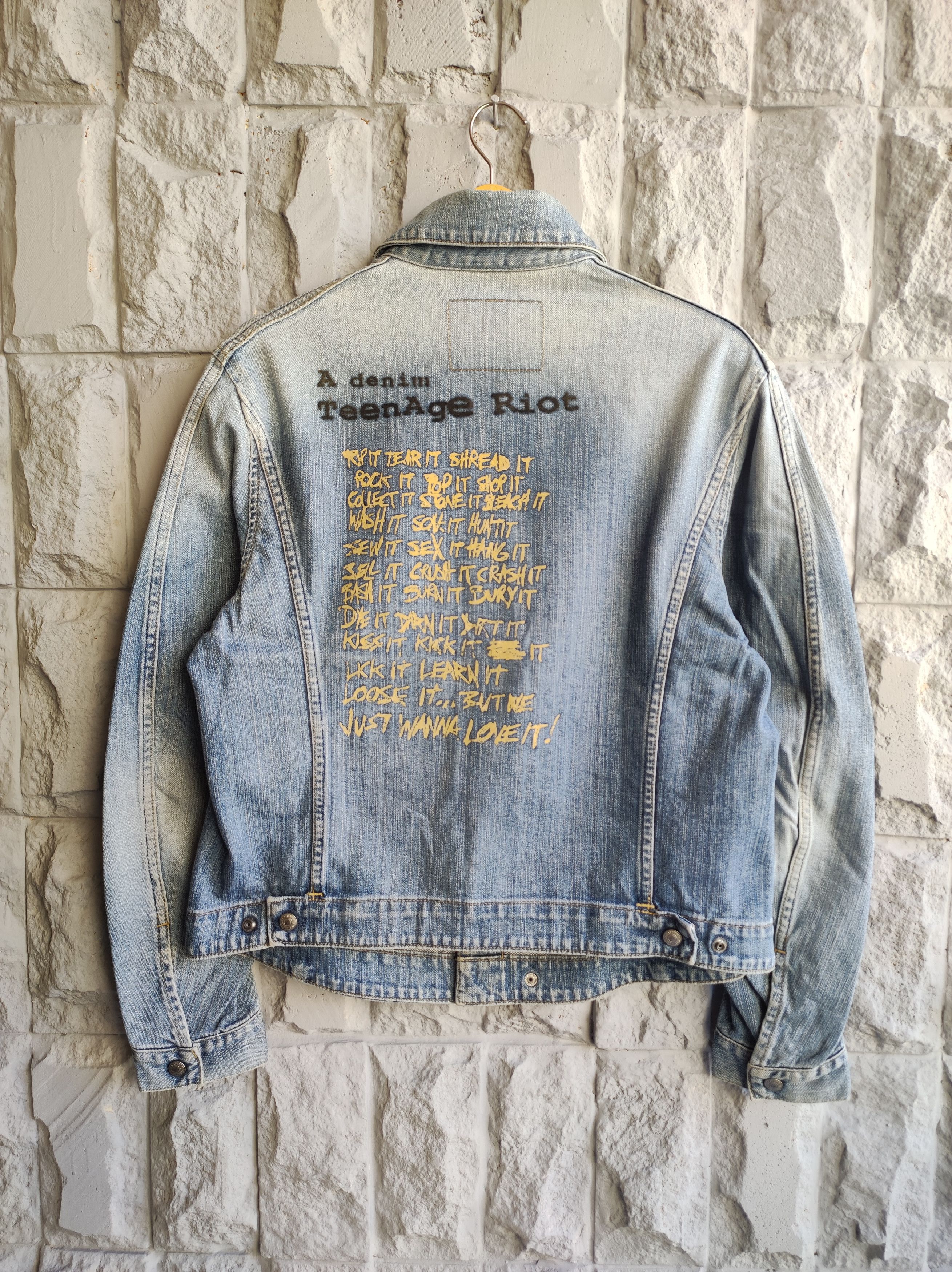 image of Graillevis Engineer Teenage Riot Denim Jacket in Blue Wash, Men's (Size Large)