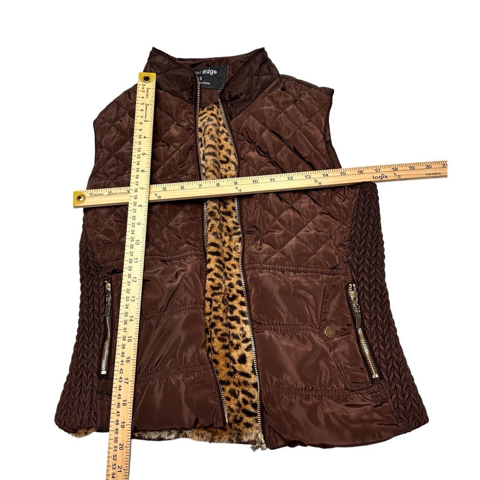 Other Outer Edge Vintage Leopard Fur Lined Puff Vest Size S / US 4 / IT 40 - 3 Thumbnail
