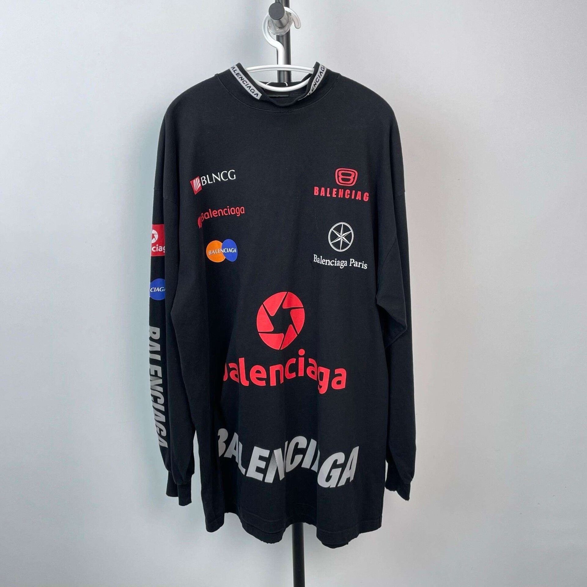 Balenciaga Balenciaga Black Logo Print Long Sleeve Sweatshirt Size US L / EU 52-54 / 3 - 1 Thumbnail