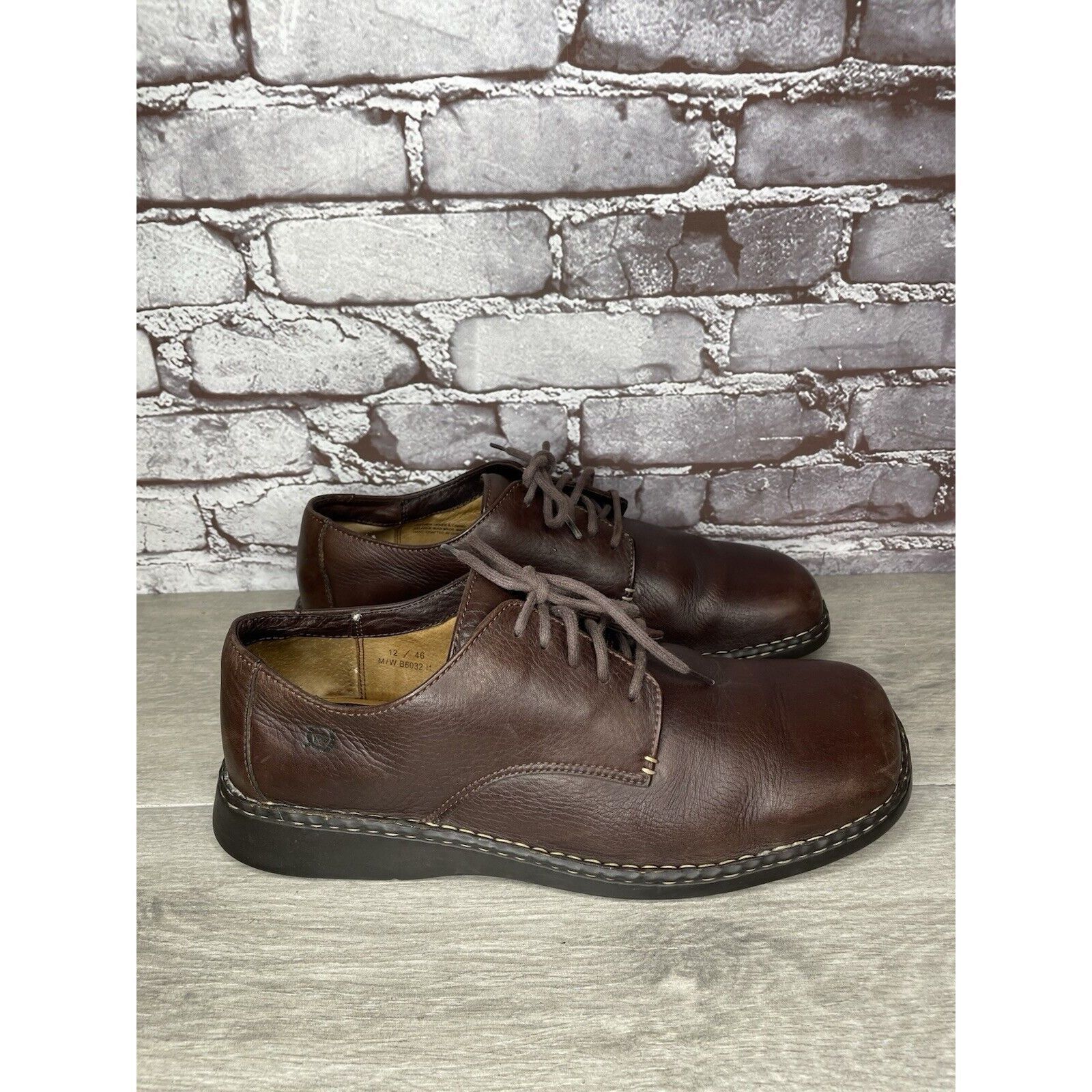 Born Born Handcrafted Brown Leather Oxfords Lace Up Casual Shoes Size US 12 / EU 45 - 15 Thumbnail