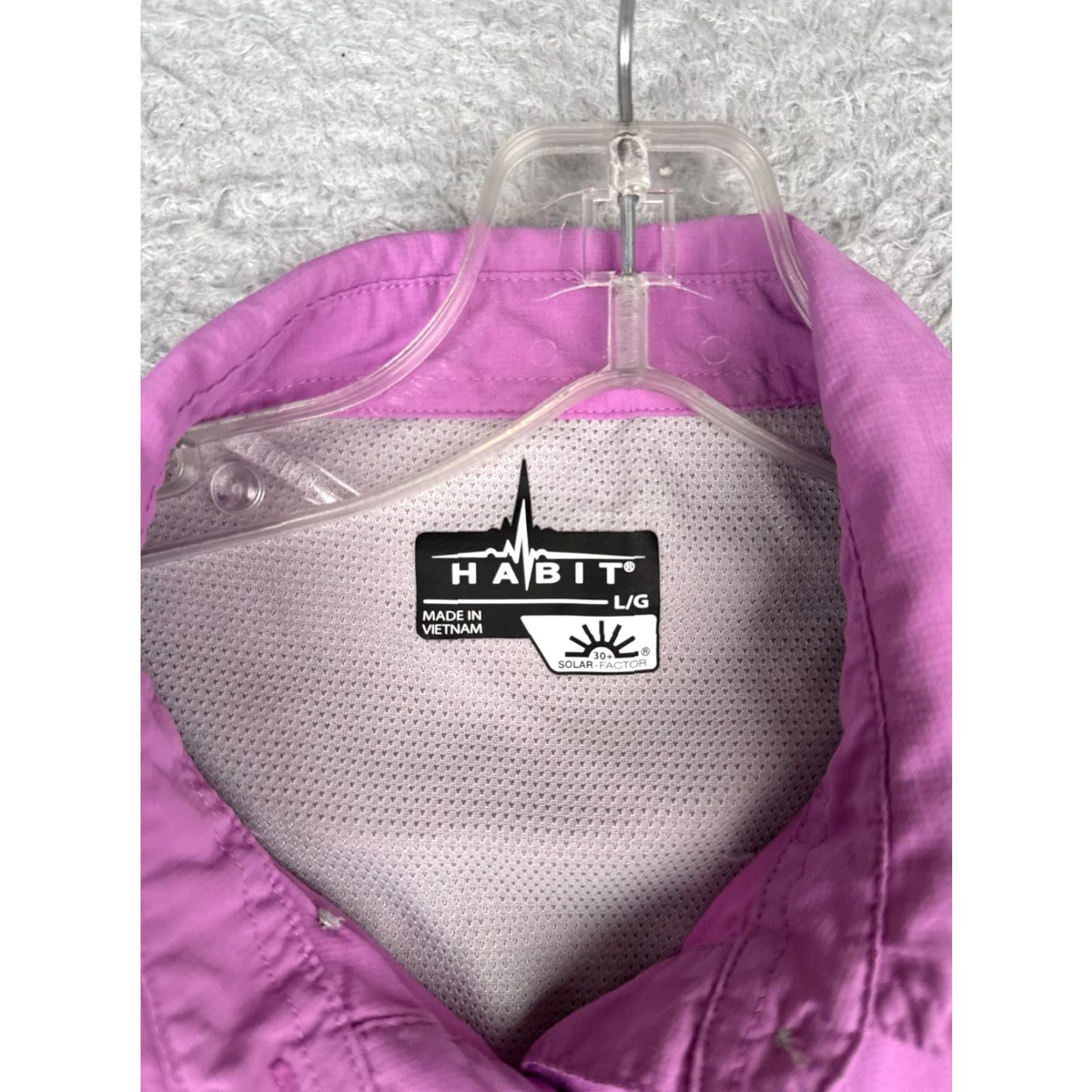 Habitat Habit Shirt Women Large Purple Button Up Cotton Vented Short Sleeve Fish Outdoor Casual Shirt Size L / US 10 / IT 46 - 7 Thumbnail