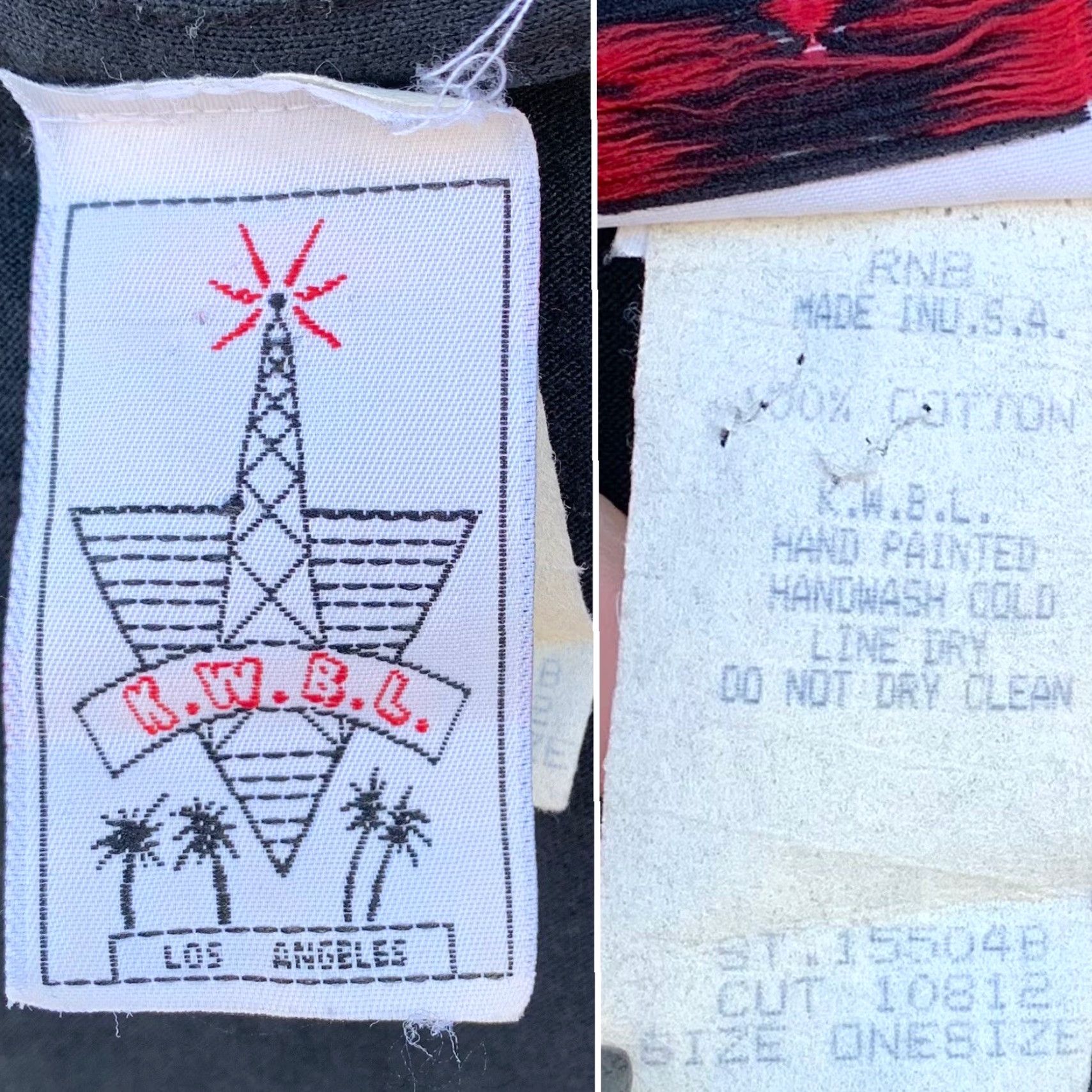 Vintage VINTAGE K.W.B.L. Los Angeles wearable art tshirt ONE SIZE 90s 1990s Black Shirt Mens Women’s Girls Boys Size ONE SIZE - 2 Thumbnail