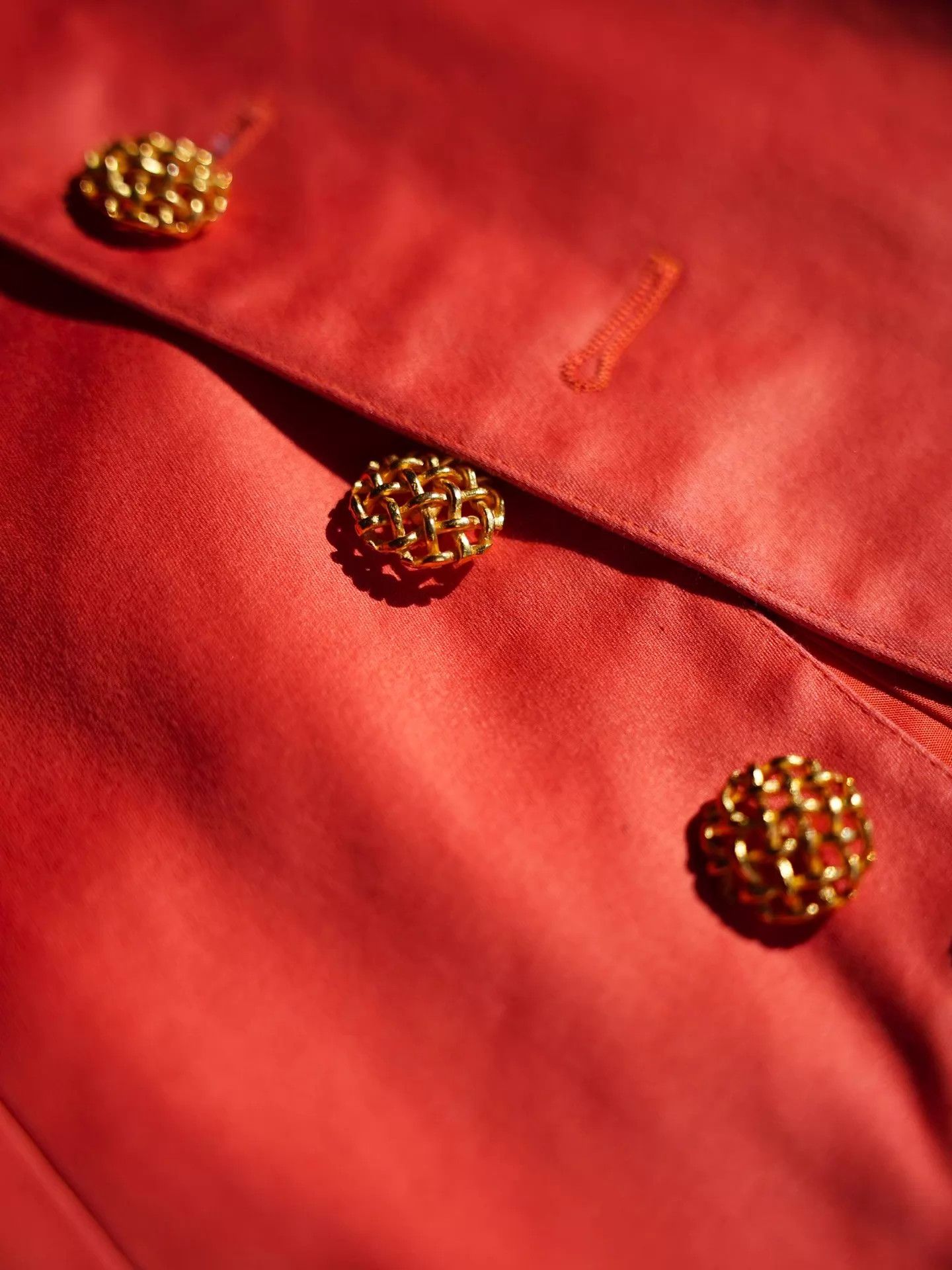 Yves Saint Laurent YSL 1993 Left Bank Orange Red Blazer Gold Buttons Women's Size XS / US 0-2 / IT 36-38 - 8 Thumbnail