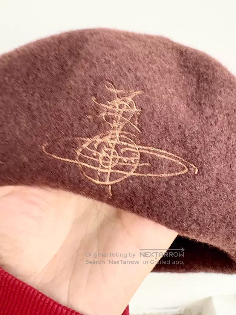 Vivienne Westwood Vivienne Westwood Brown Saturn Embroidered Beret Size ONE SIZE - 3 Thumbnail