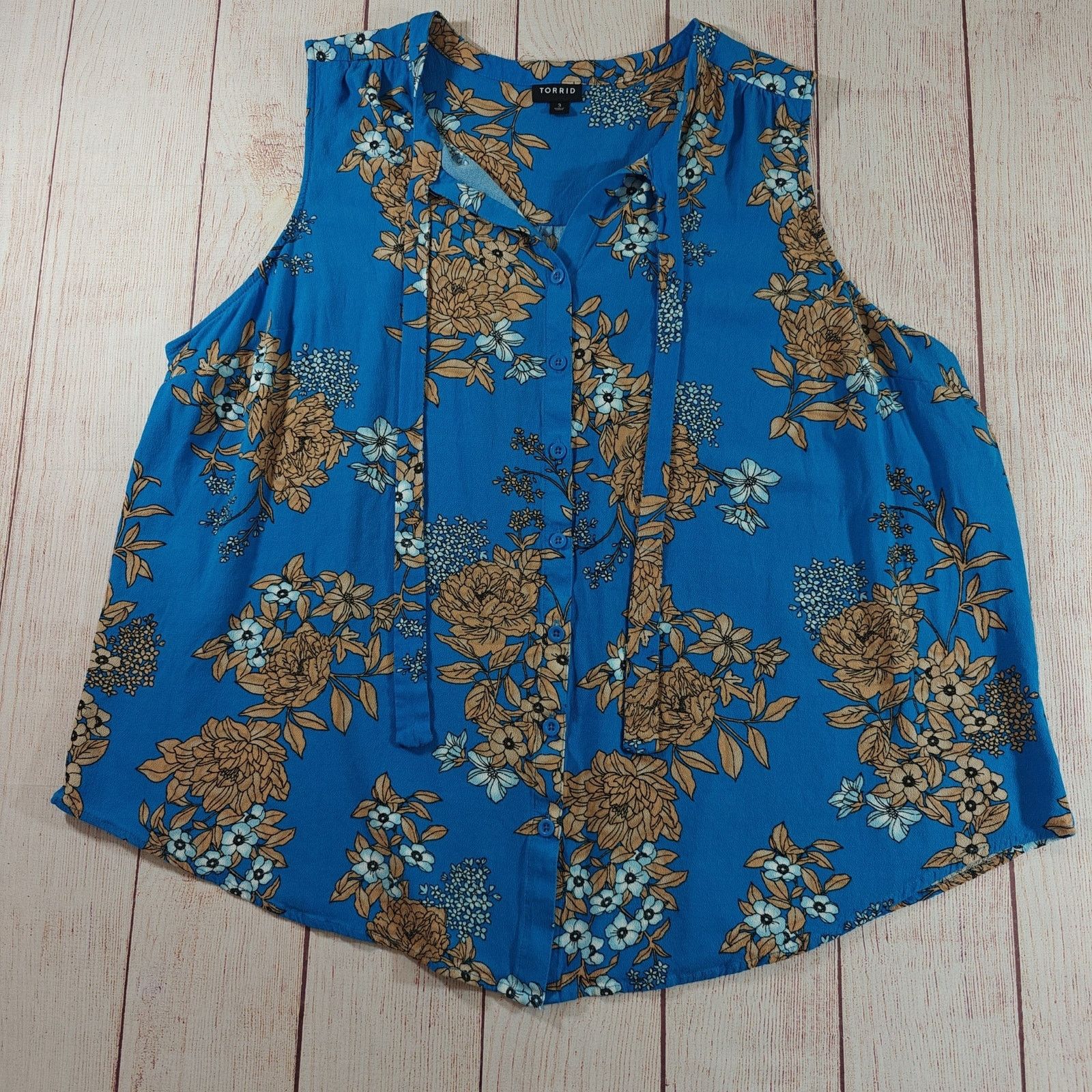 Torrid Torrid Crepe Tie-Front Floral Button-Up Sleeveless Top sz 3 Size 3XL / US 20-22 - 6 Thumbnail