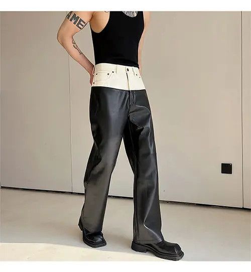 Japanese Brand Megumi x Kudou Faux Leather Black Straight Leg Pants Size US 32 / EU 48 - 6 Thumbnail