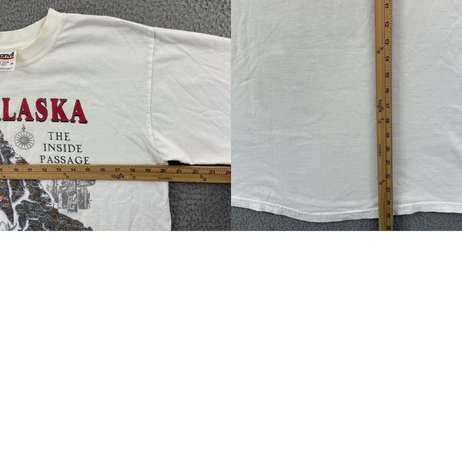 Anvil VINTAGE Alaska Shirt Mens M White The Inside Passage 90s Short Sleeve USA Size US M / EU 48-50 / 2 - 8 Thumbnail