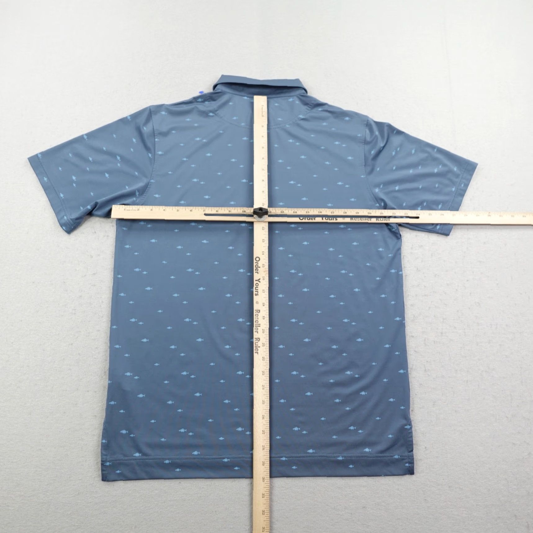 Footjoy FootJoy Polo Shirt Mens Medium Blue Fish Print Performance Short Sleeve Golf Shirt Size US M / EU 48-50 / 2 - 6 Thumbnail