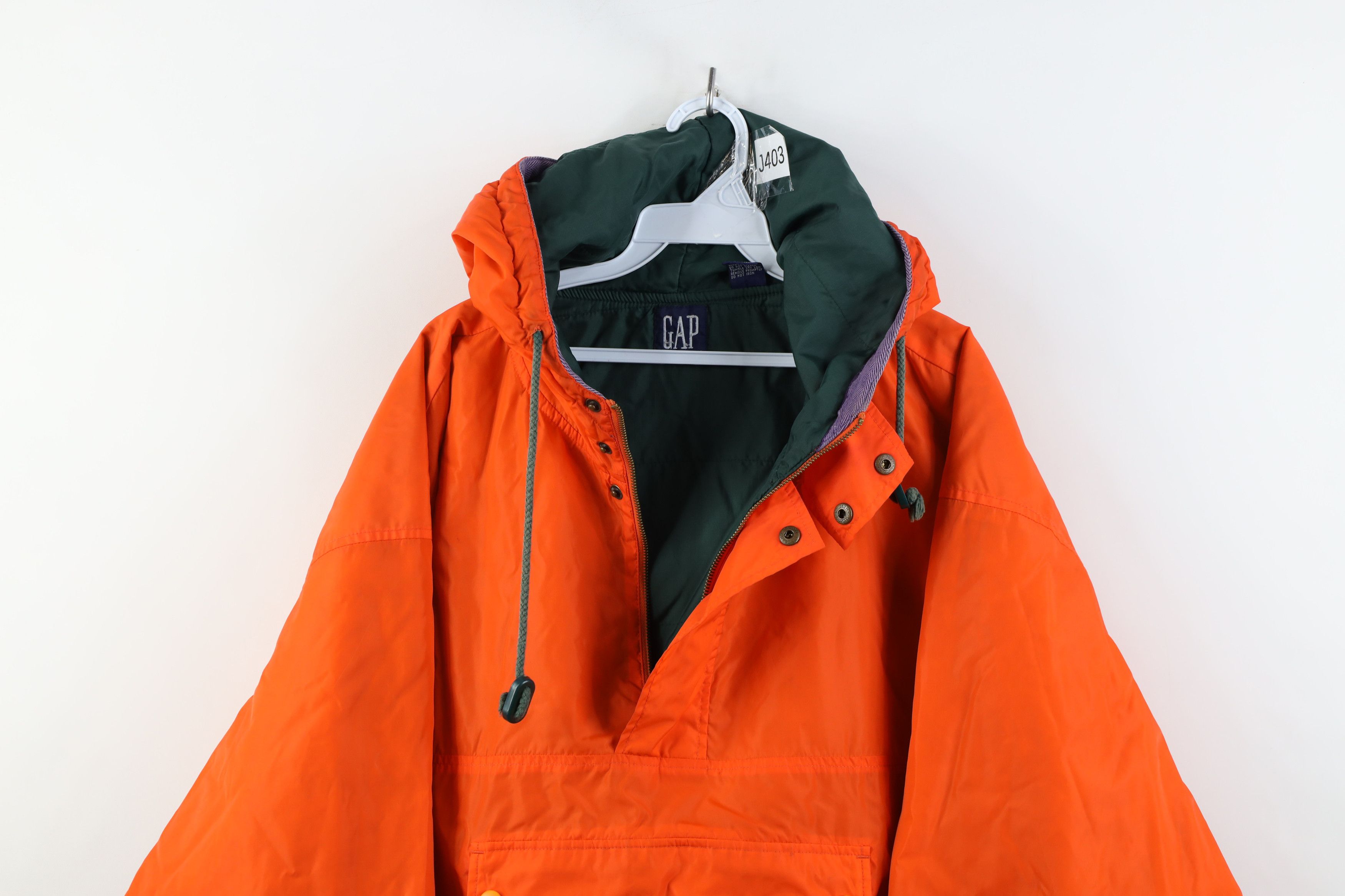 Gap Vintage 90s Gap Hooded Anorak Windbreaker Jacket Orange Size US XL / EU 56 / 4 - 2 Thumbnail