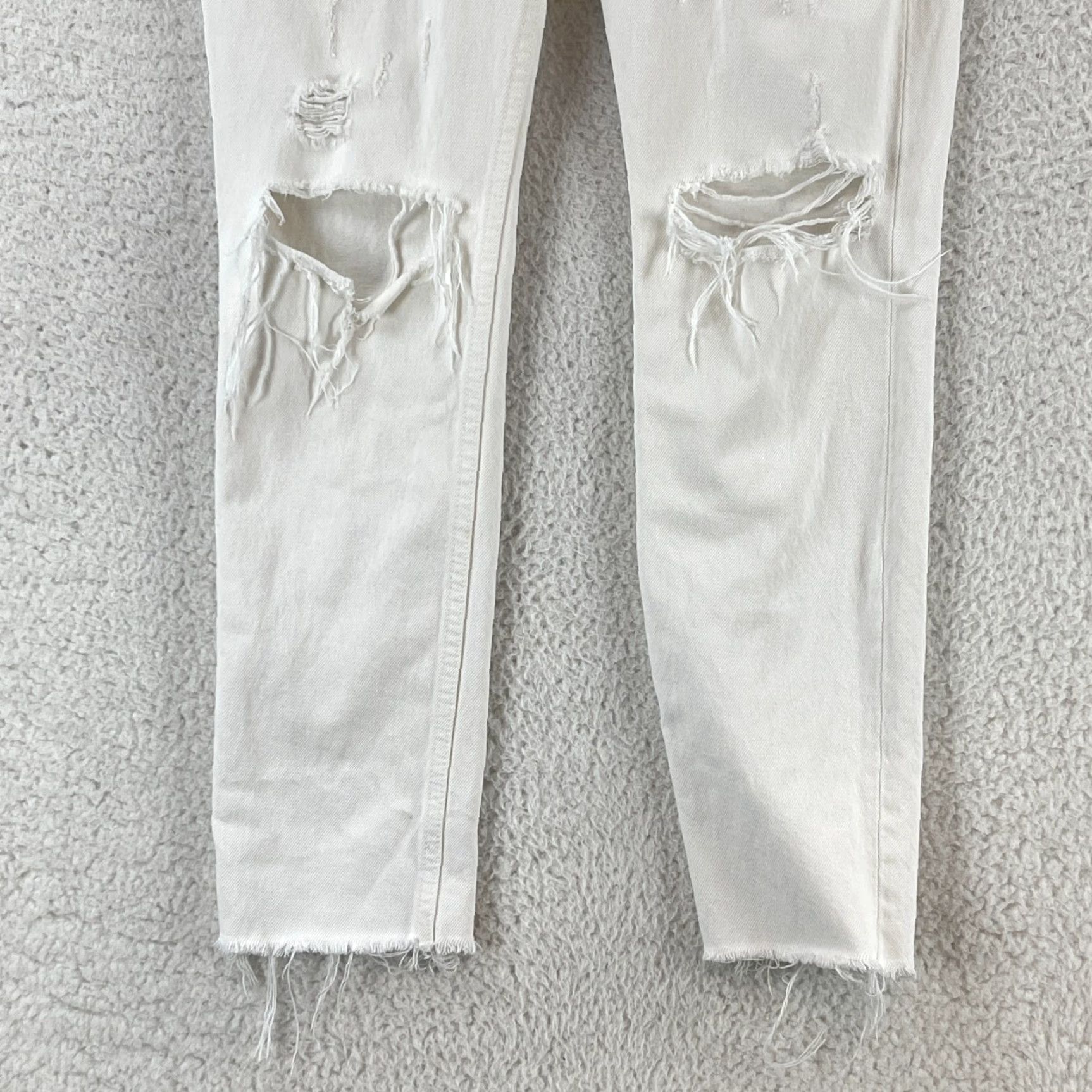 GRLFRND GRLFRND Jeans Womens Size 27 White Denim Skinny Distressed Mid-Rise Casual Pants Womens Size 27" / US 4 / IT 40 - 3 Thumbnail