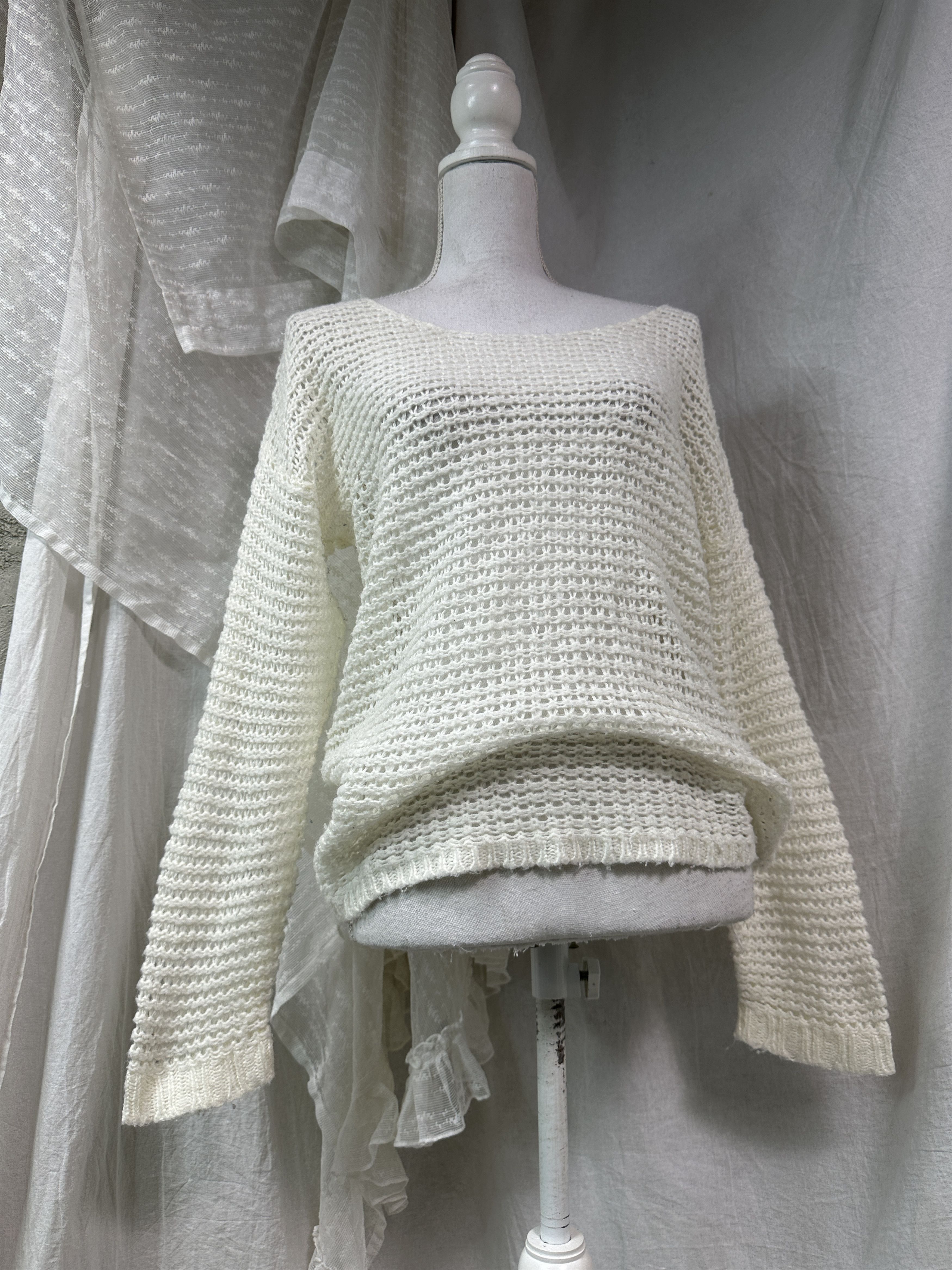 Vintage Vintage Avant Garde Cottage Loose Knit Sweater Y2K Size S / US 4 / IT 40 - 1 Thumbnail