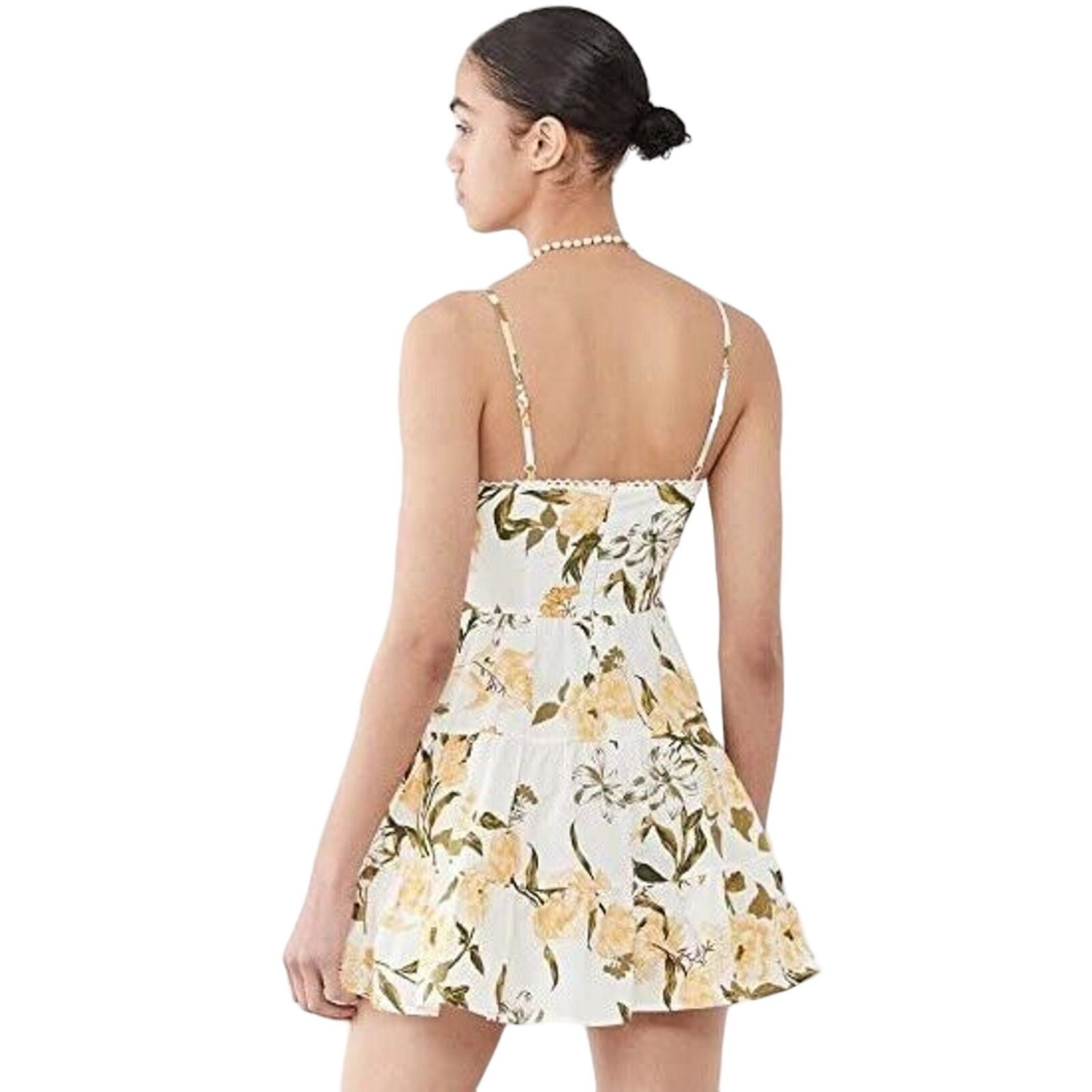 BB Dakota BB Dakota Women Ivory Floral Tiered Mini Dress Size US 10 Size L / US 10 / IT 46 - 2 Thumbnail