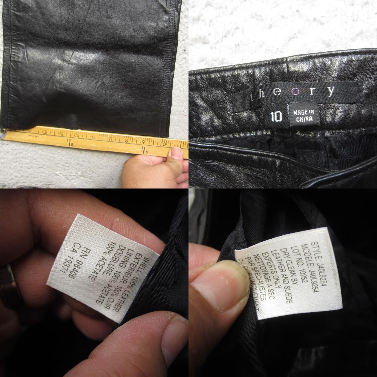 Theory Theory Womens Black Leather Bootcut Pants 10 Lined 5-Pocket Zip Fly J409254 Size 32" / US 10 / IT 46 - 8 Thumbnail