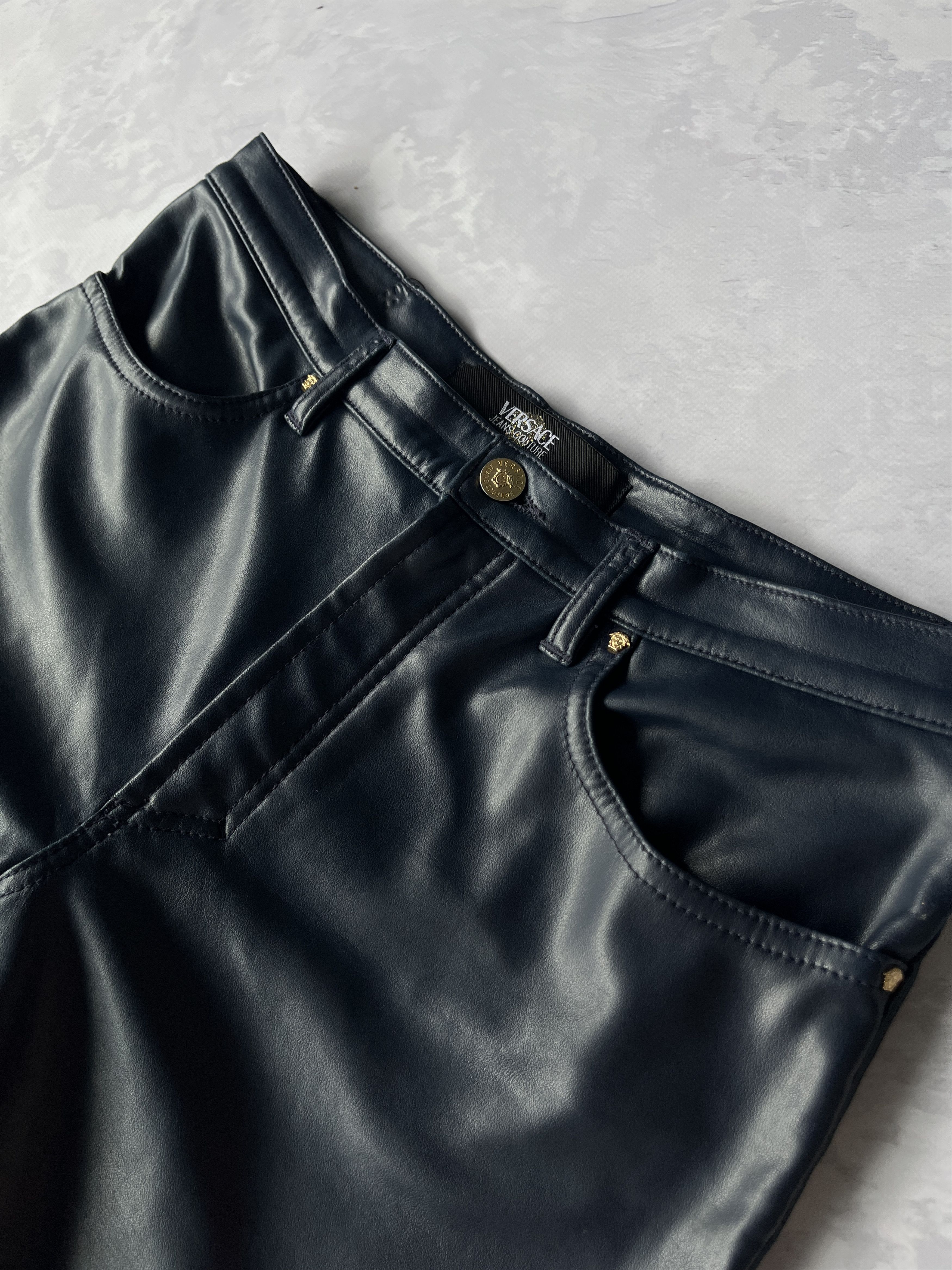 Genuine Leather × Versace × Versace Jeans Couture Vintage 00s Gianni Versace Jeans Couture Like Leather Pants Size US 32 / EU 48 - 4 Thumbnail