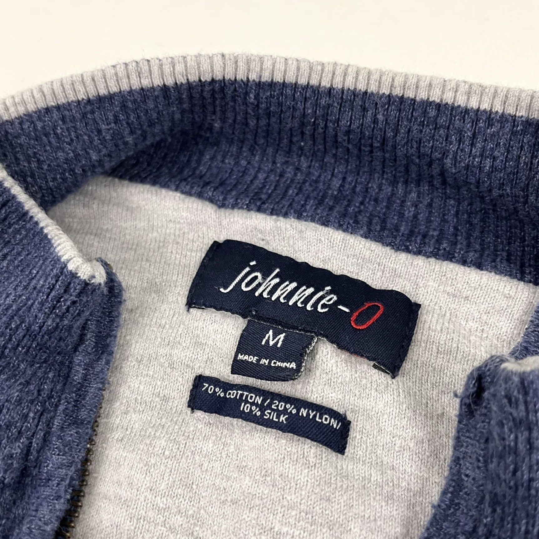 johnnie-O VINTAGE Johnnie O Bailey Pullover Mens Medium Blue Silk Blend Golf Quarter Zip Preppy Size US M / EU 48-50 / 2 - 2 Thumbnail