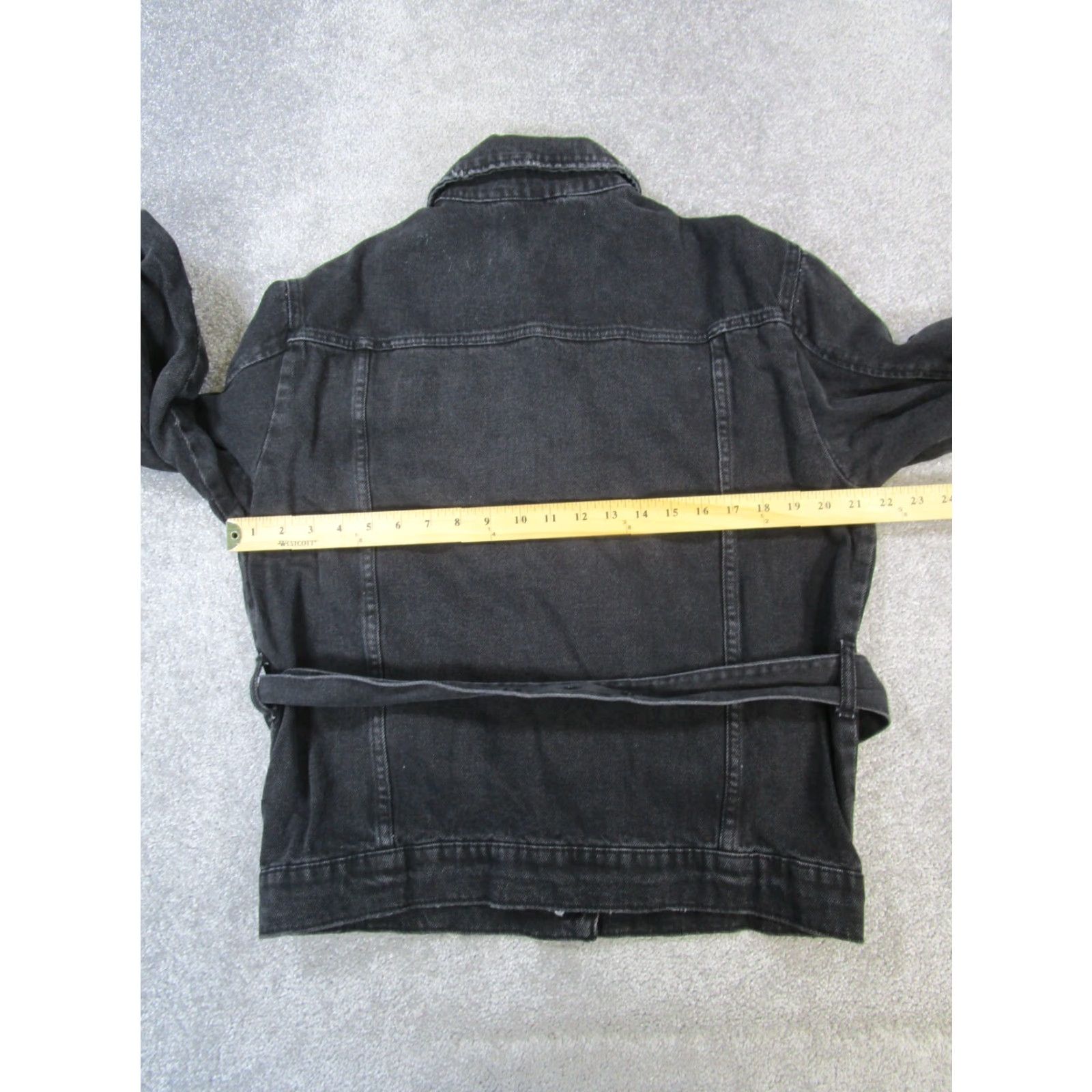 Zara VINTAGE Zara Jacket Womens XS Black Denim Belted Regular Fit Size XS / US 0-2 / IT 36-38 - 5 Thumbnail