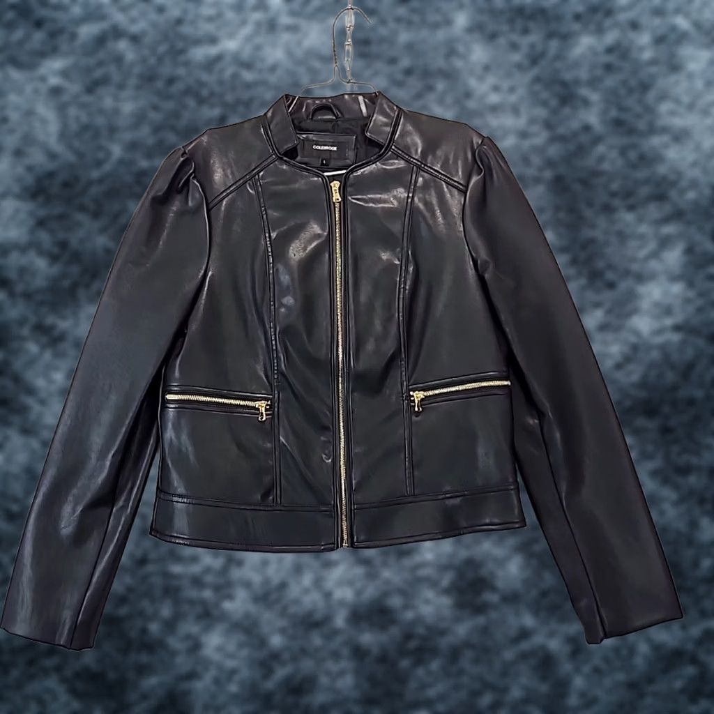 Vintage VINTAGE Colebrook Classics Black Faux Leather Biker Moto Jacket Womens Size L Motorcycle Size L / US 10 / IT 46 - 1 Thumbnail