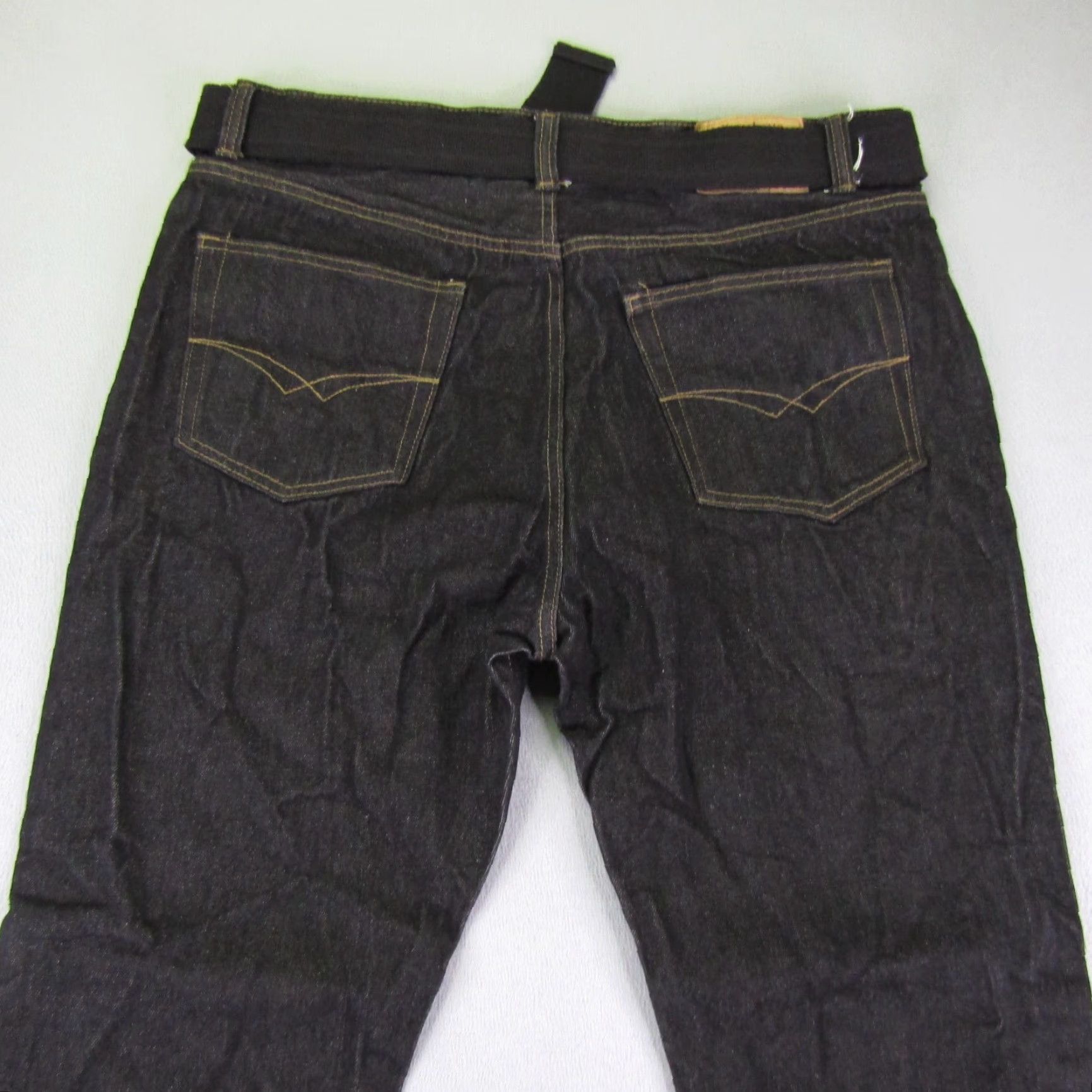 Denime Kno Betta Jeans Mens 40x30 Blue Denim Dark Rinse Wash Belted Straight Leg Pants Size US 38 / EU 54 - 5 Thumbnail