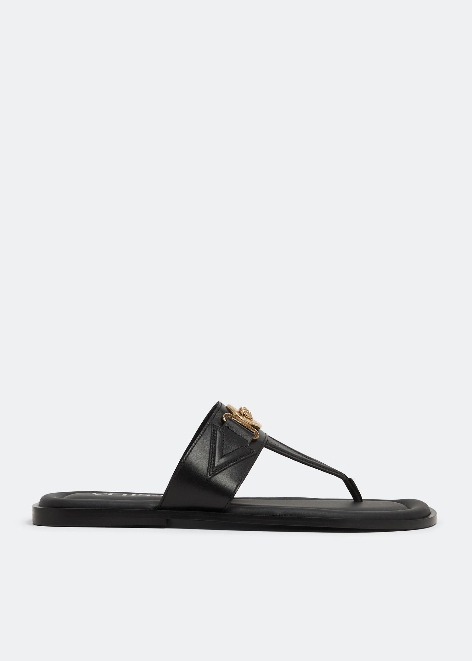 Versace o1s22i1n0125 Leather Flip Flops in Black Size US 7 / EU 40 - 1 Thumbnail