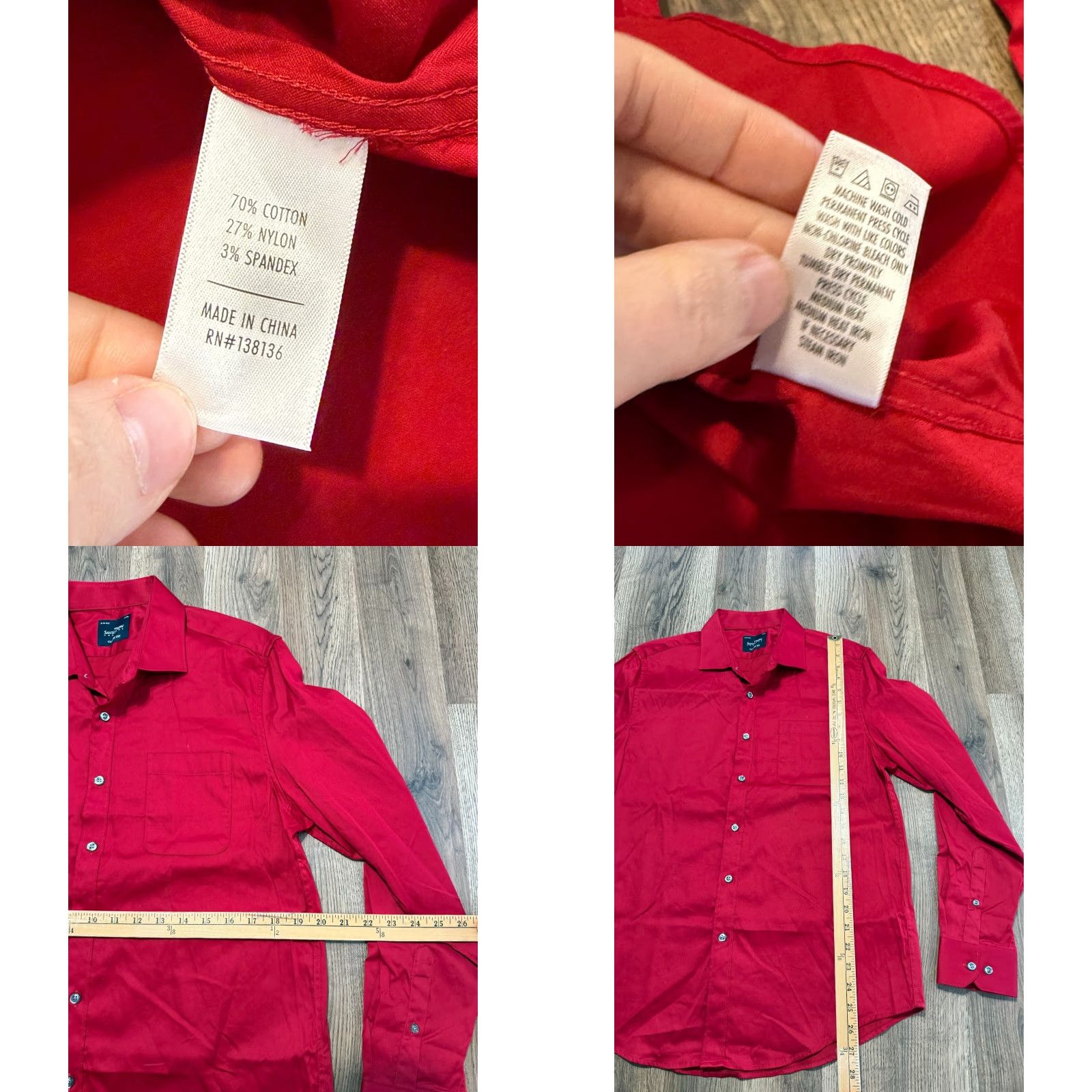 Vintage The Savile Row Company Shirt Womens Size M Red Long Sleeve Button-Up Classic Fit Size M / US 6-8 / IT 42-44 - 8 Thumbnail