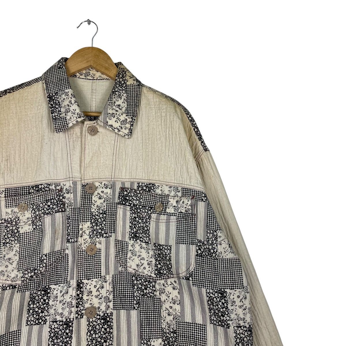 Issey Miyake × Japanese Brand × Vintage 💥THIS MEN JAPAN PATCHWORK BAGGY BUTTON JACKET Size US XL / EU 56 / 4 - 5 Thumbnail