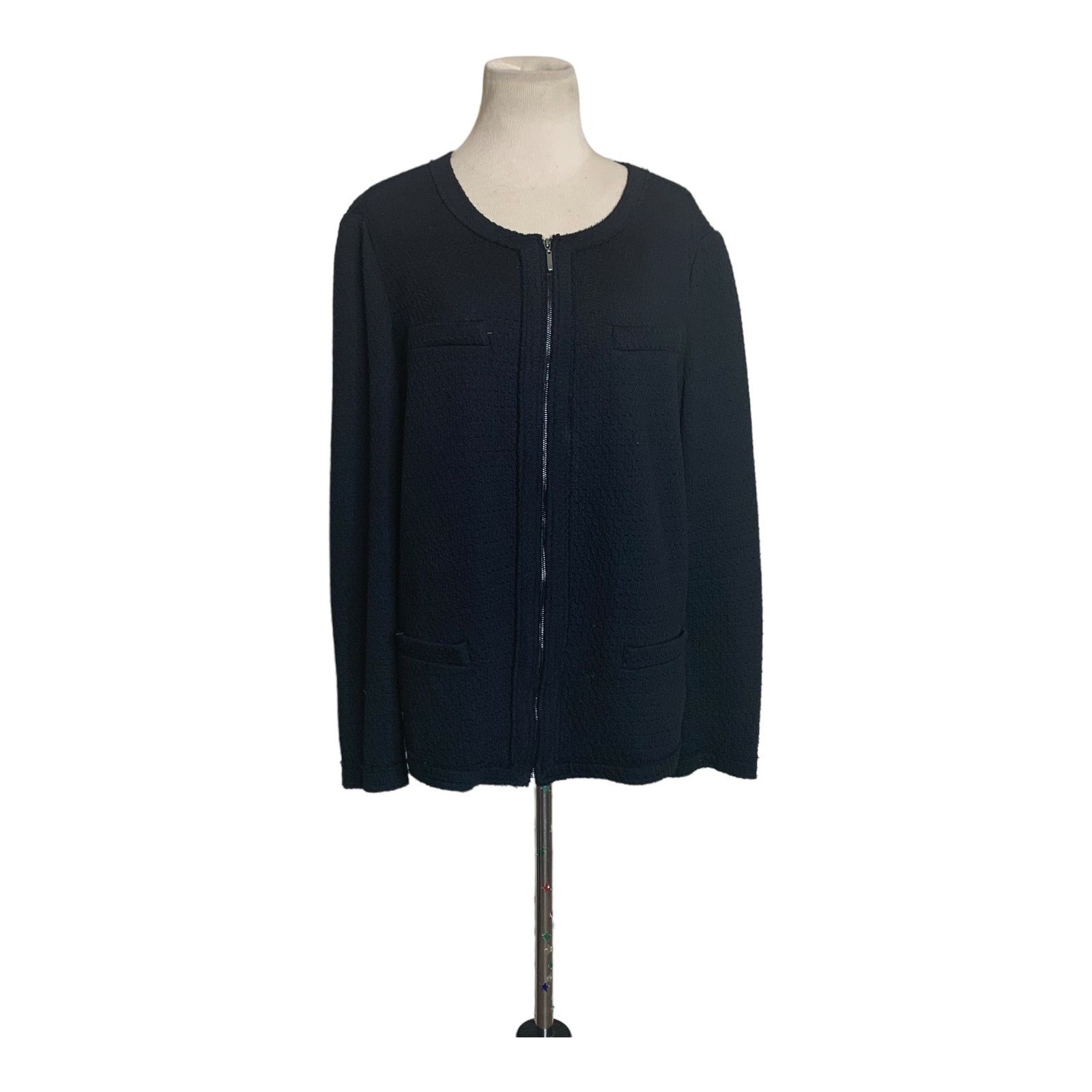 Alfani Alfani black long sleeves zippered knit jacket size 1X Size XL / US 12-14 / IT 48-50 - 1 Thumbnail