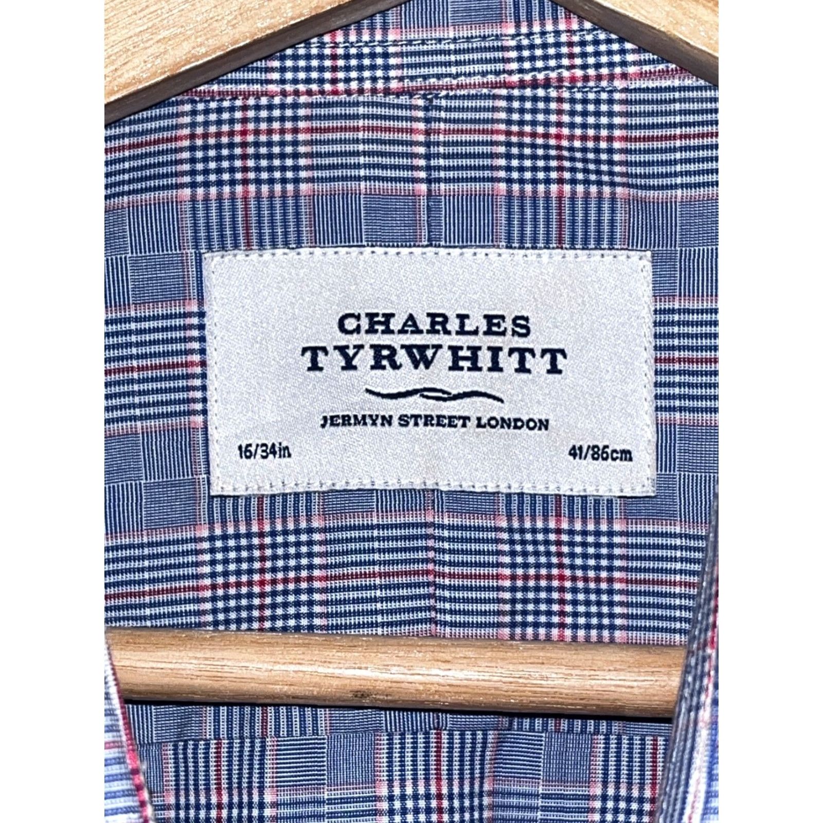 Charles Tyrwhitt Dress Shirt Non Iron Classic Fit Check Plaid Men 16/34 Shirt  Casual Formal