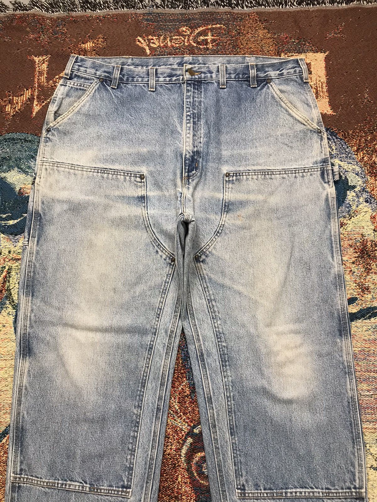 Carhartt Vintage Carhartt B73 DST faded double knee workwear denim Size US 44 / EU 60 - 5 Thumbnail
