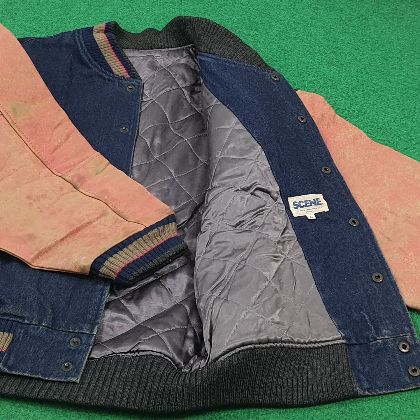 Vintage Vintage SCENE Japan Varsity Jacket Leather Sleeve C308N24 Size US L / EU 52-54 / 3 - 5 Thumbnail