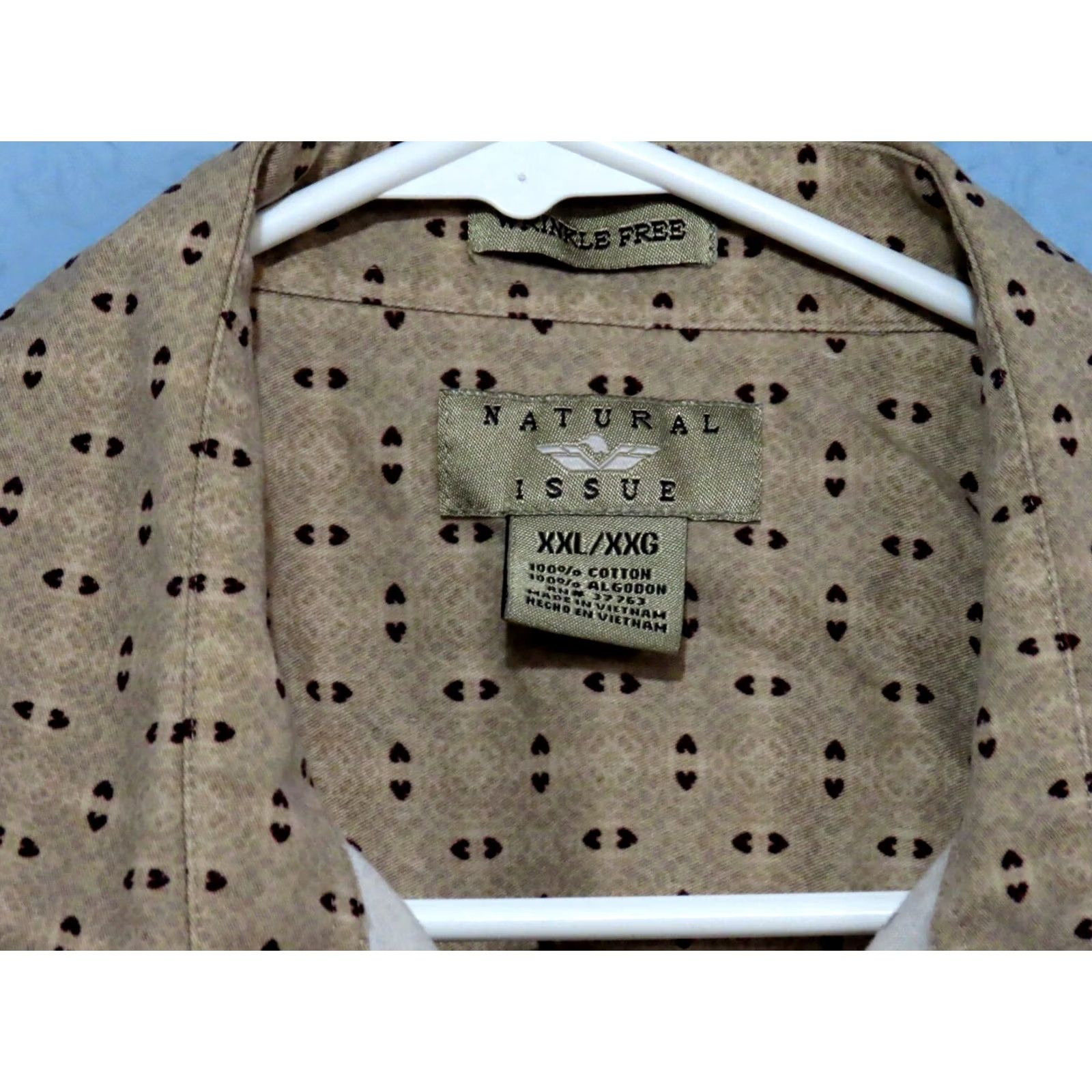 Vintage VINTAGE? Natural Issue Wrinkle Free Tan Men's 2XL Button Up Long Sleeve Shirt Size US XXL / EU 58 / 5 - 3 Thumbnail