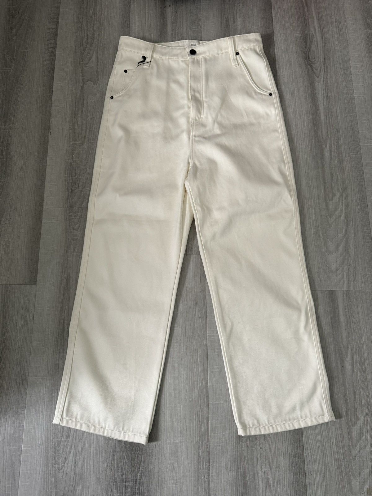 Ami Paris Off-White Alex Fit Trousers