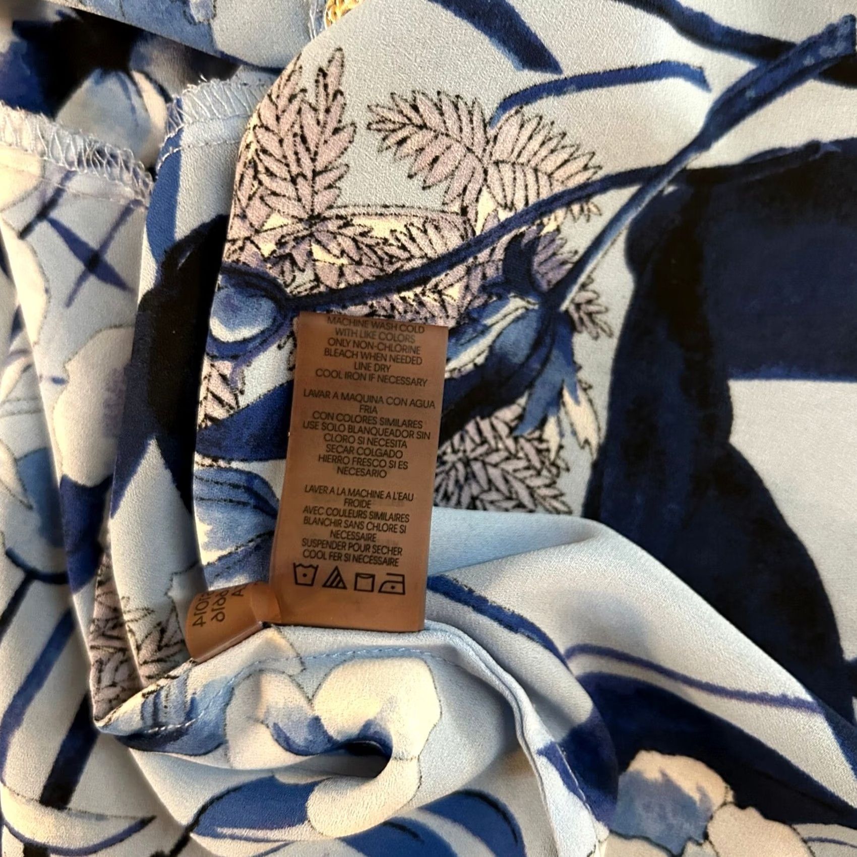 Karl Lagerfeld Karl Lagerfeld Paris Floral Tie Front Blouse Top Blue Flowers Women Large Size L / US 10 / IT 46 - 6 Thumbnail