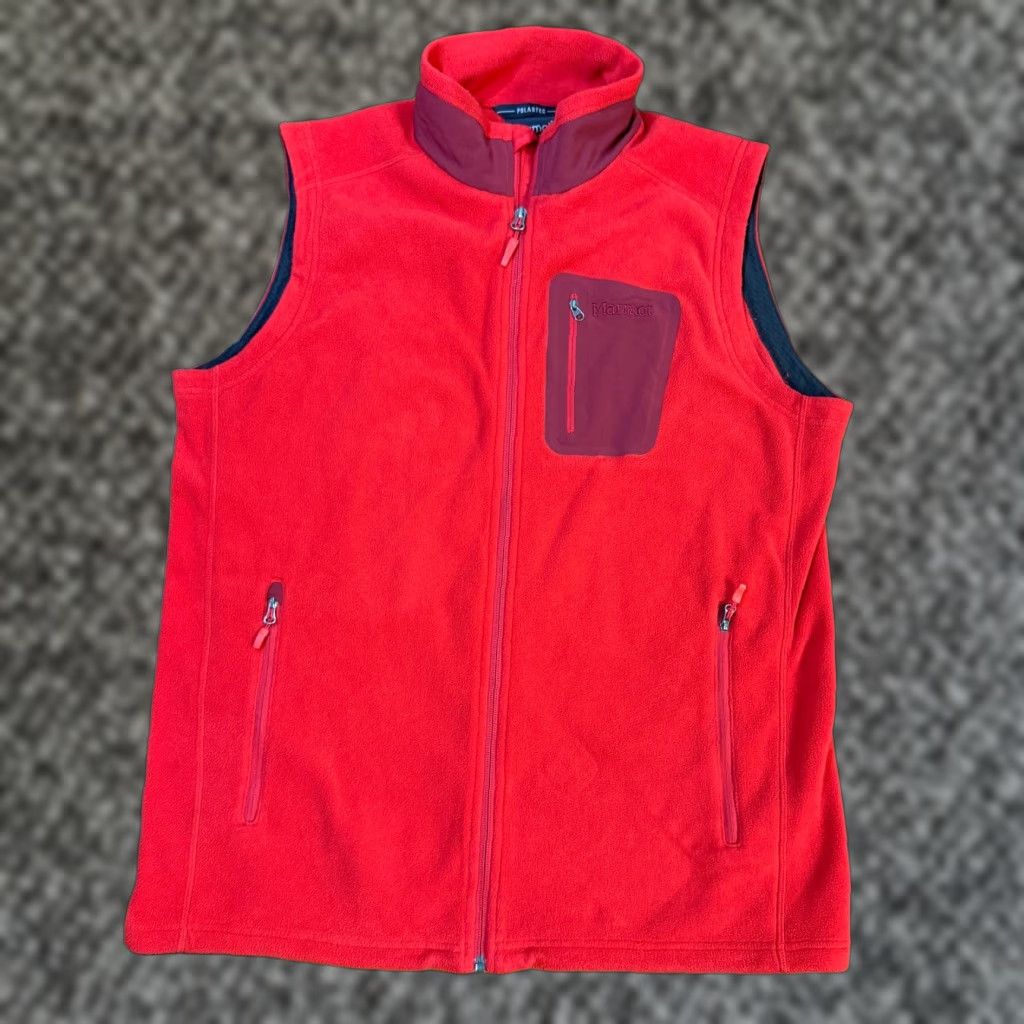 Marmot Marmot Vest Jacket Mens L Red Vest Fleece Lightweight Full Zip Hiking R3 Regular Chest 46 Short Jacket Coat Summer Spring Fall Winter Polyester Size US L / EU 52-54 / 3 - 1 Thumbnail