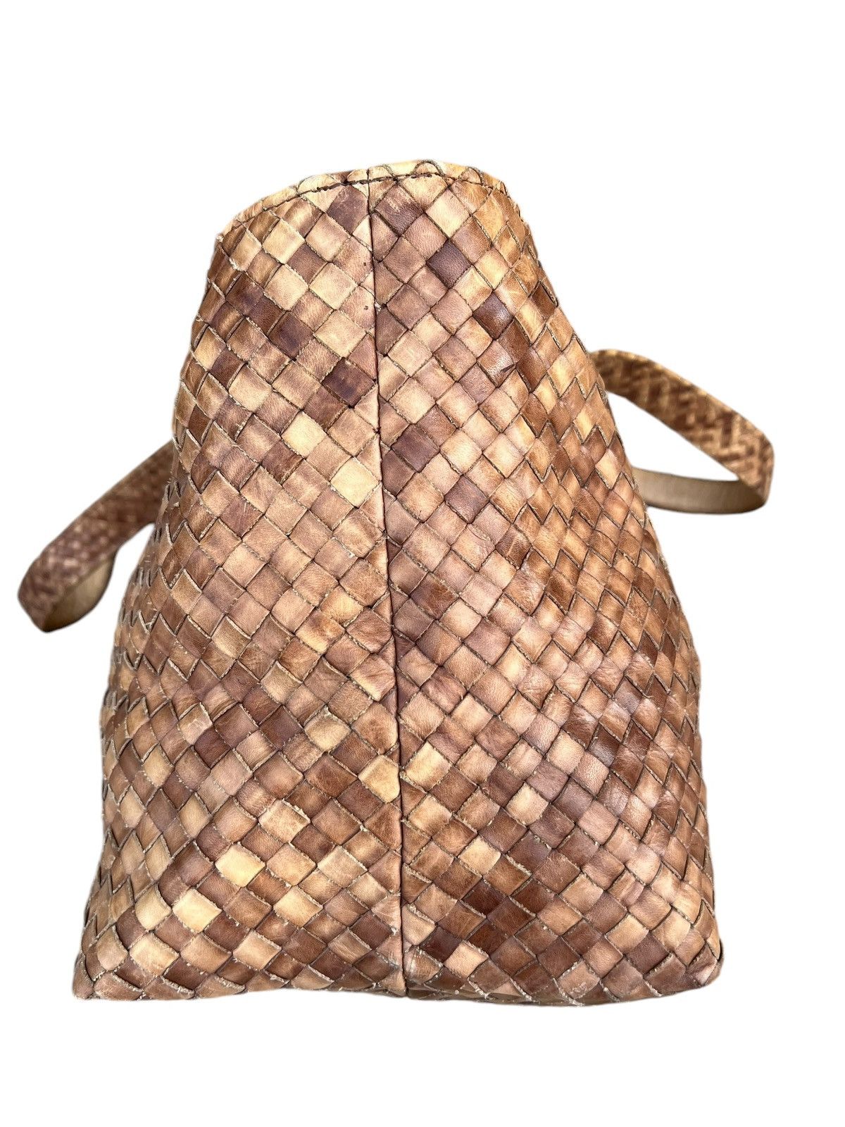 Leather × Vintage Vintage Paolo Masi Fade Patina Leather Intrecciato Tote Bag Size ONE SIZE - 14 Thumbnail