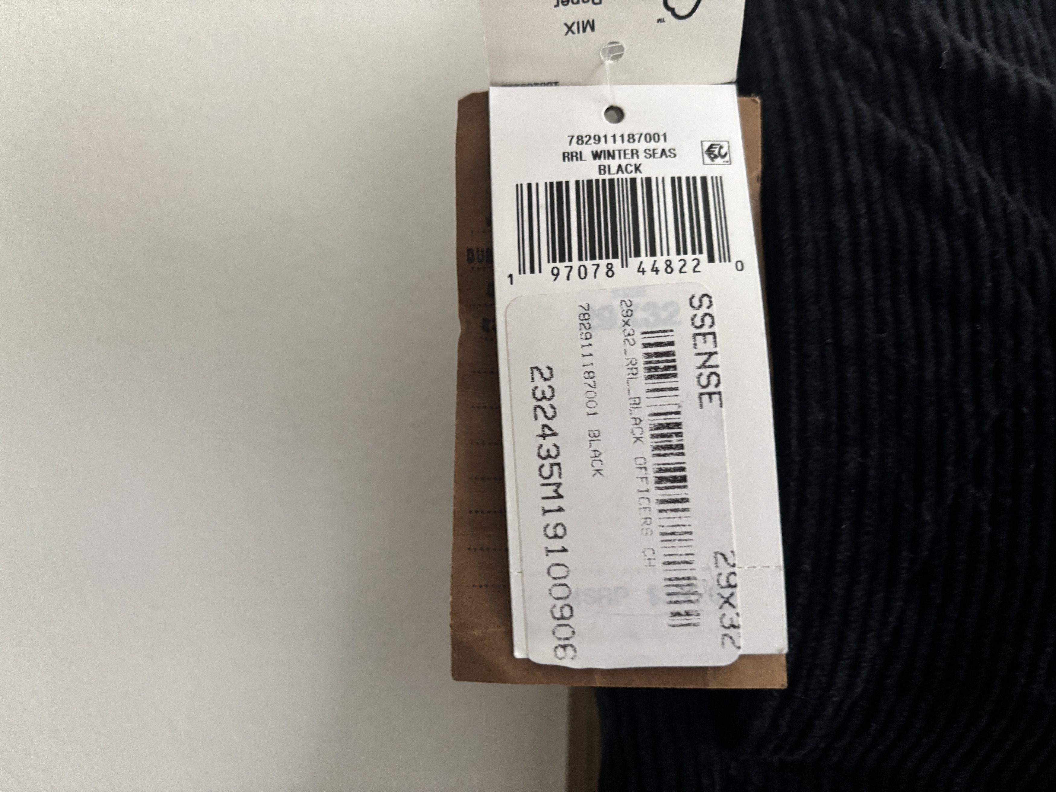 RRL Ralph Lauren $395 BNWT Officer's Black Corduroy Straight Fit Chino Pant Size US 29 - 12 Thumbnail