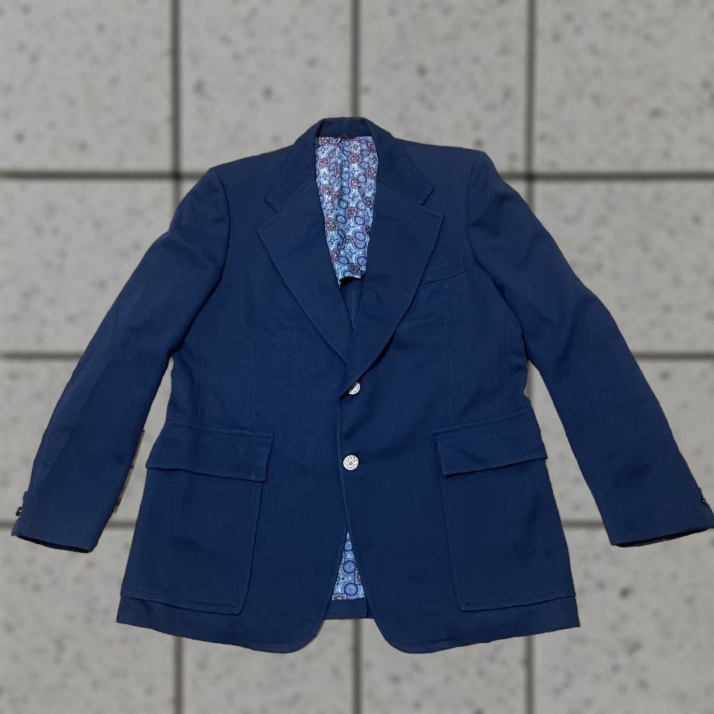 Hart Schaffner Marx Hart Schaffner Marx Blazer Men 44R Blue Vtg Jack Nicklaus Scioto Silverwood Coat Jacket Coat Size 44R - 1 Thumbnail