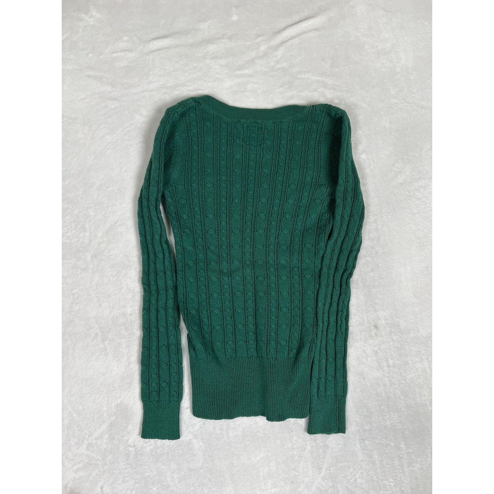 American Eagle Outfitters American Eagle Outfitters Sweater Women M Green Cable Knit V Size M / US 6-8 / IT 42-44 - 5 Thumbnail