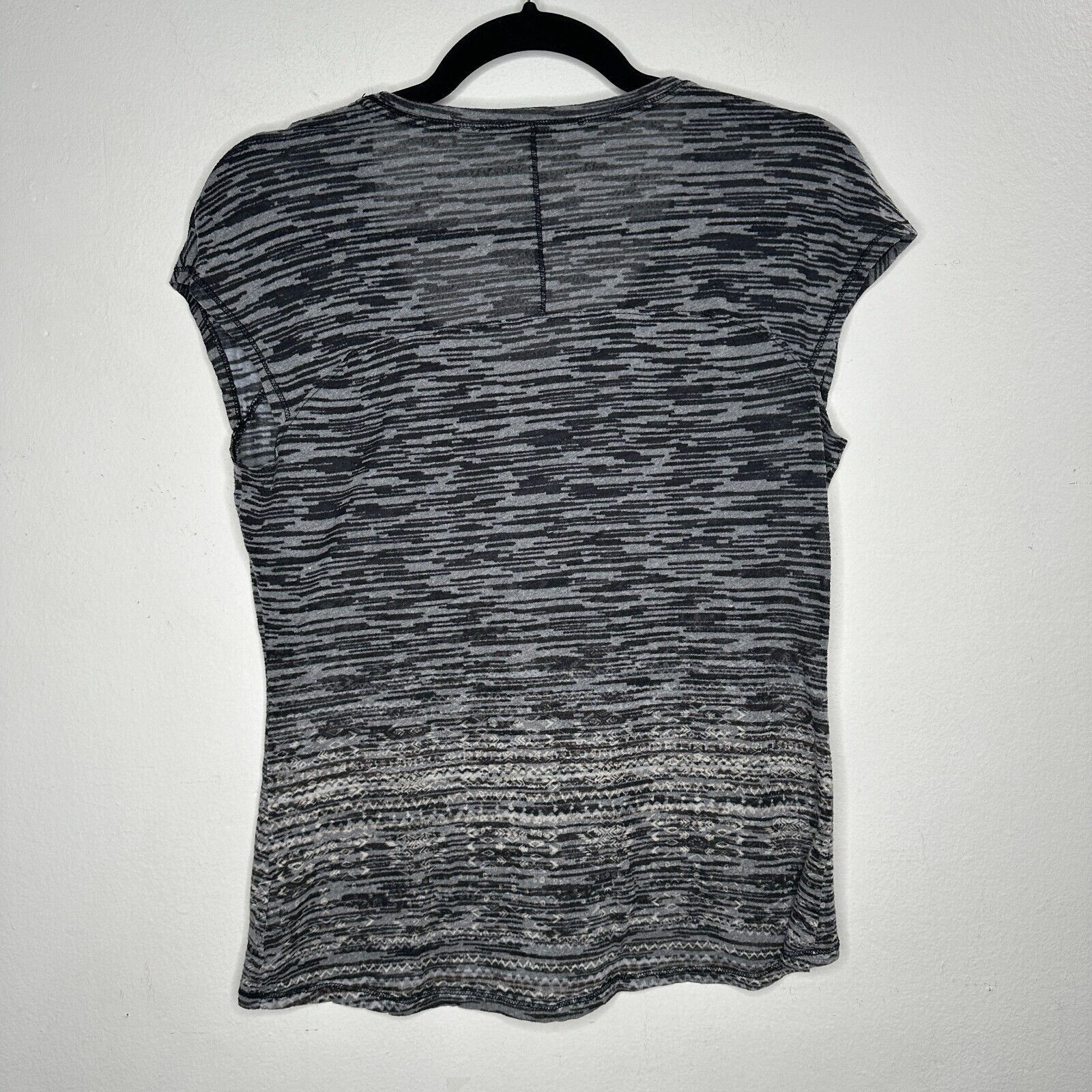 Athleta Athleta Black Gray Striped Burnout Scoop Cap Sleeve Top Med Size M / US 6-8 / IT 42-44 - 6 Thumbnail